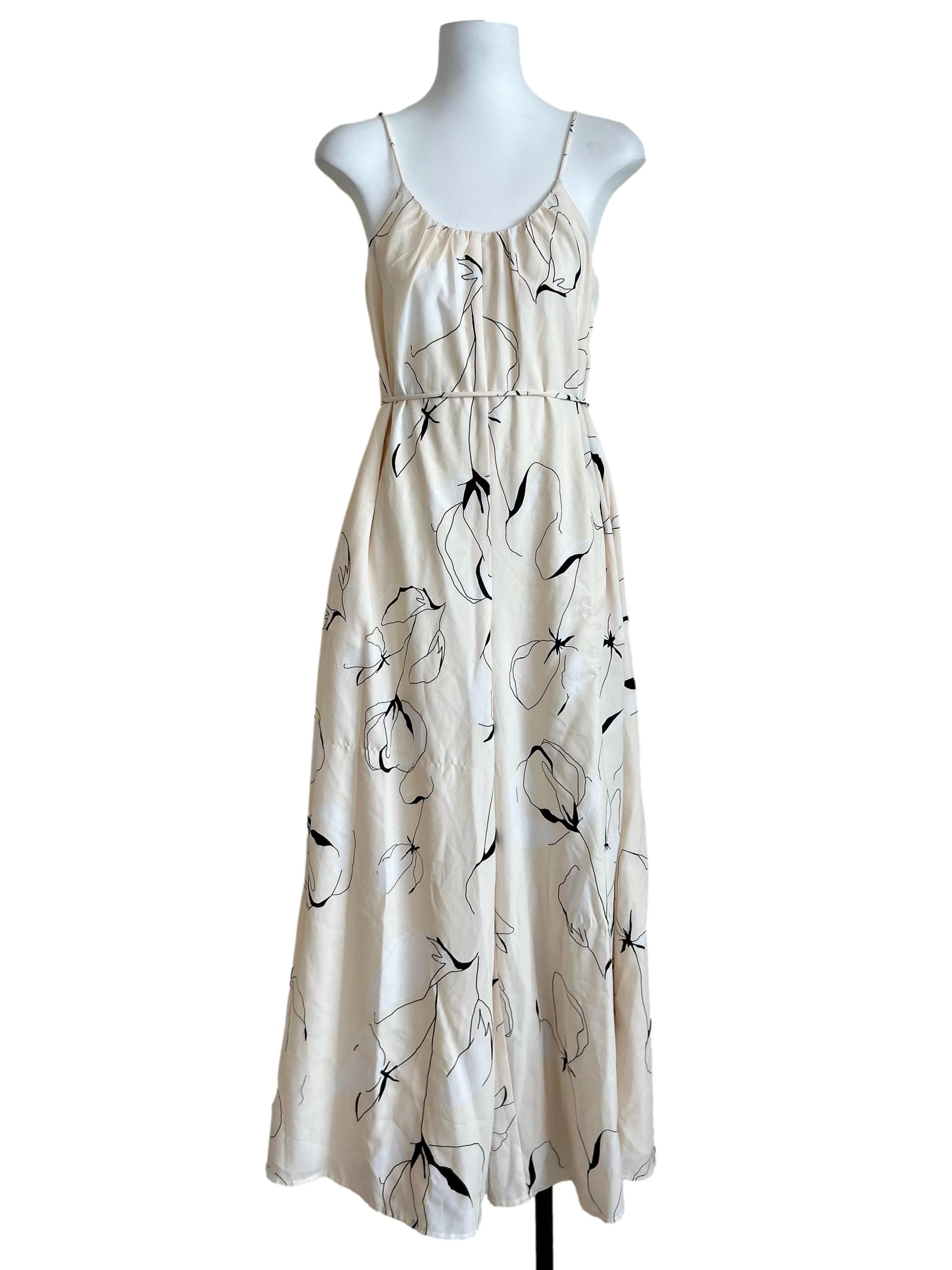 Cream Abstract Floral Cami Jumpsuit