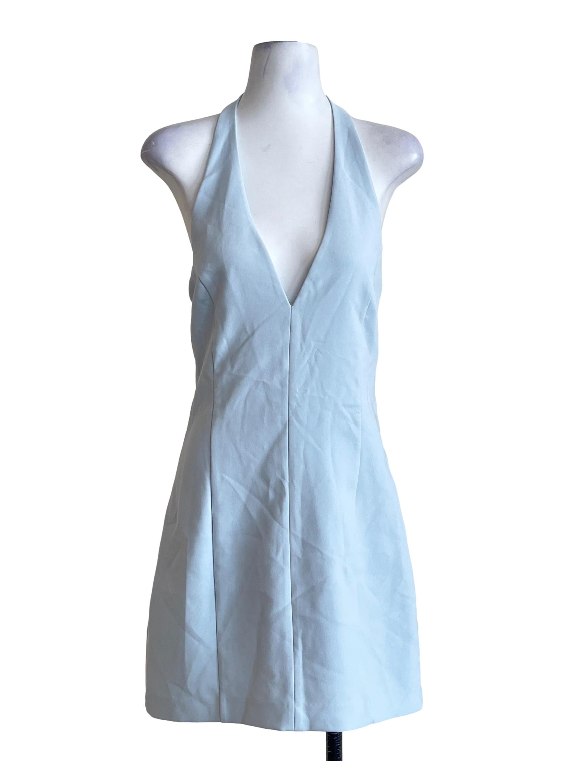 Baby Blue Halter Strap Slip Dress