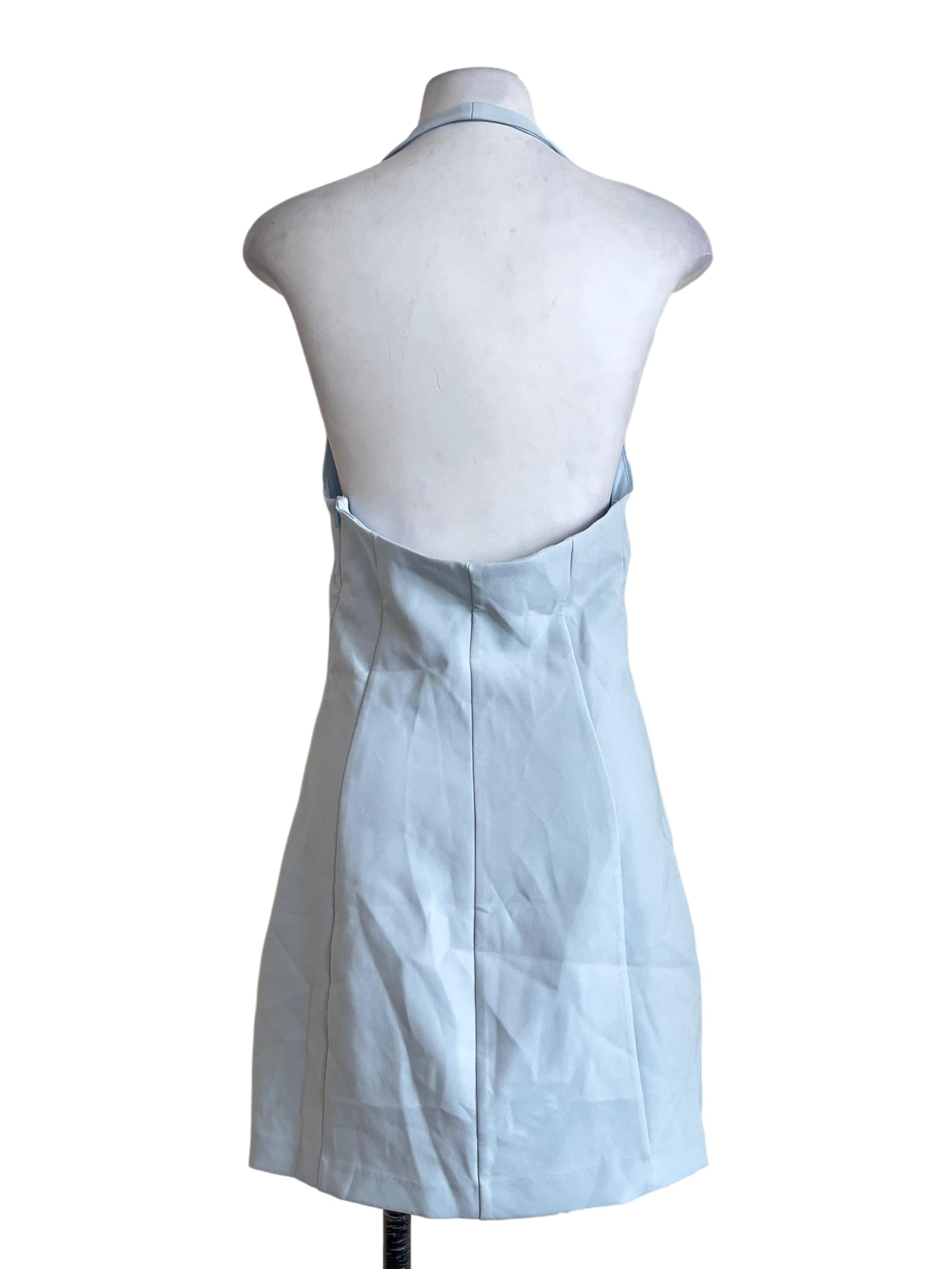 Baby Blue Halter Strap Slip Dress