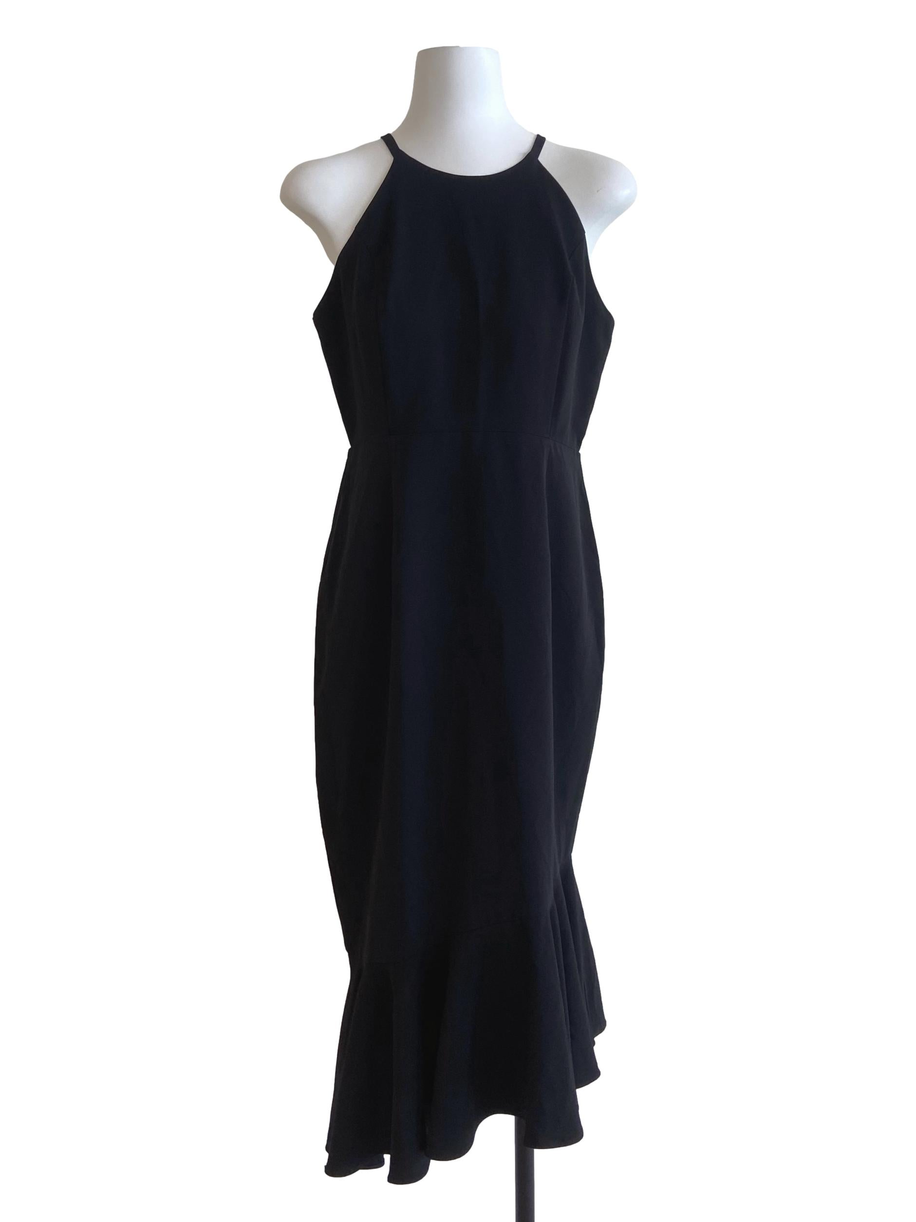 Black Twill Drop Waist Shift Dress