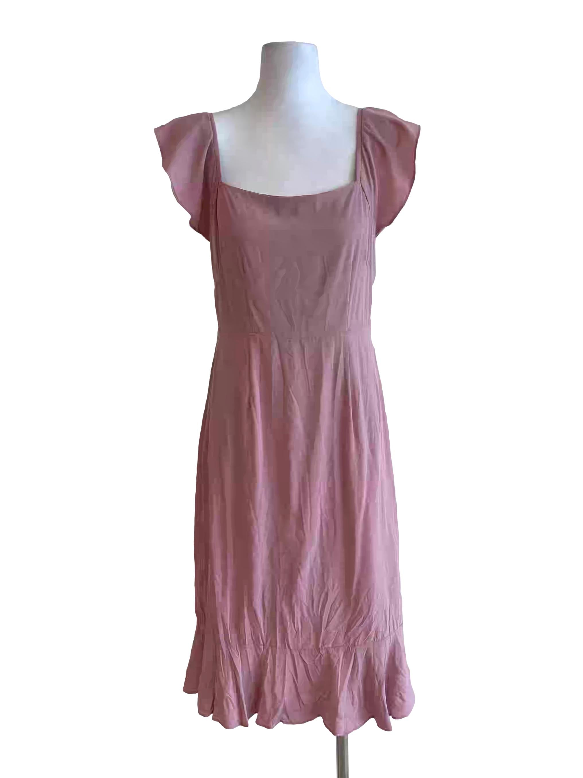 Puce Pink Ruffle Pencil Dress