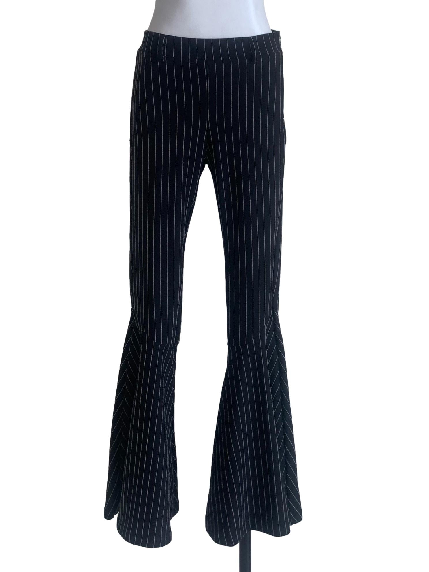 Black Stripe Flared Pants