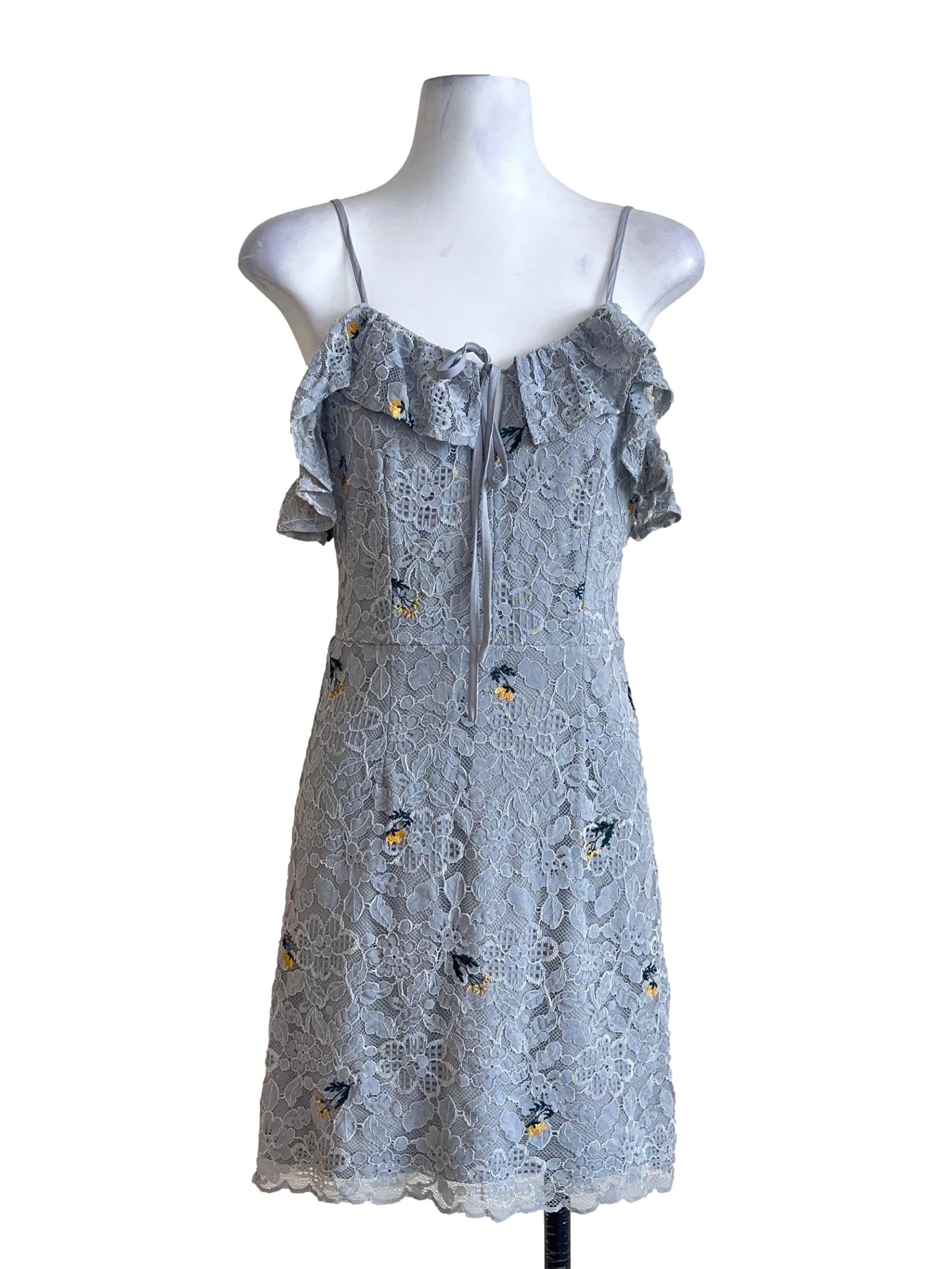 Flint Grey Ruffle Sleeveless A-Line Dress