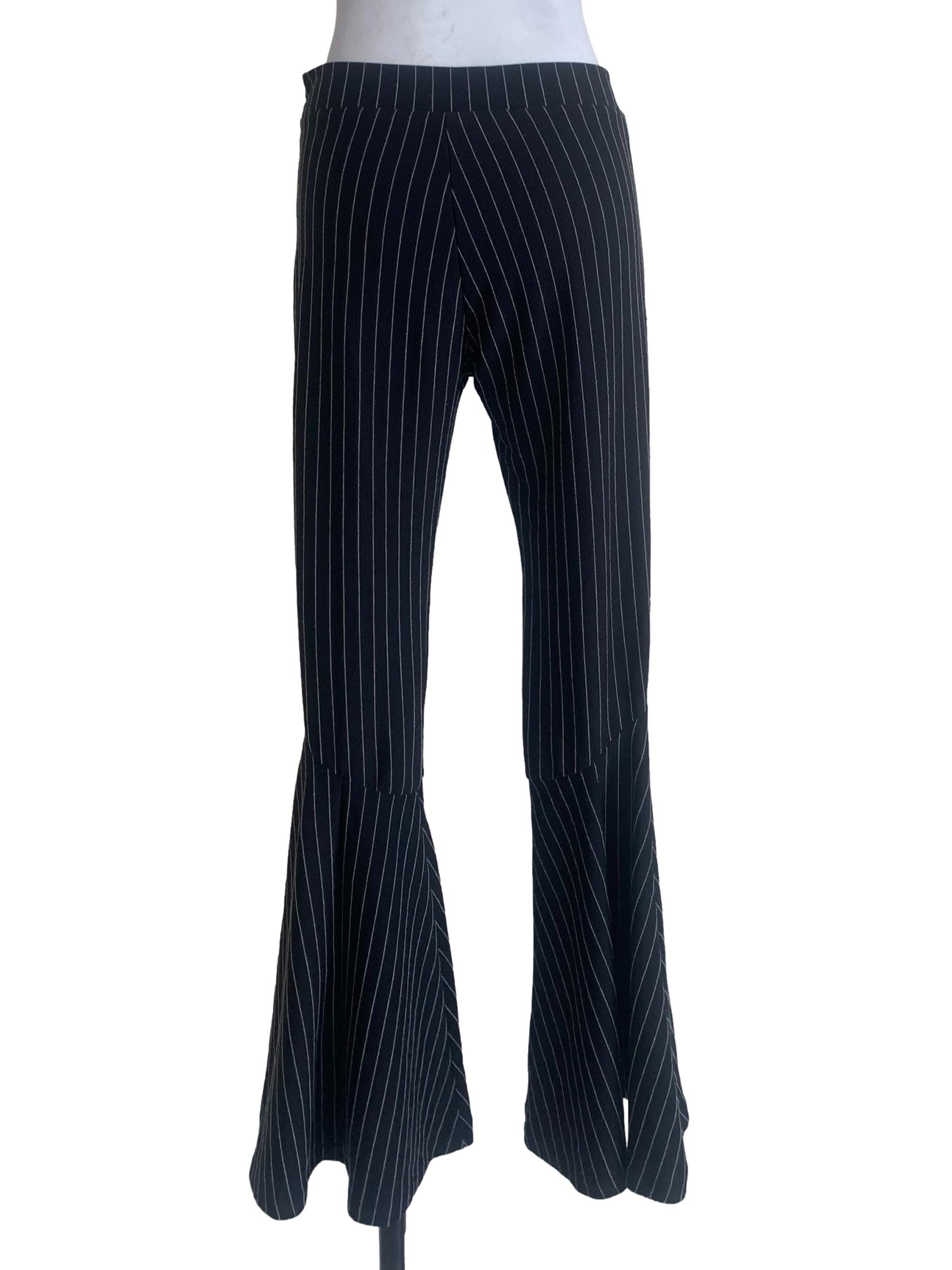 Black Stripe Flared Pants