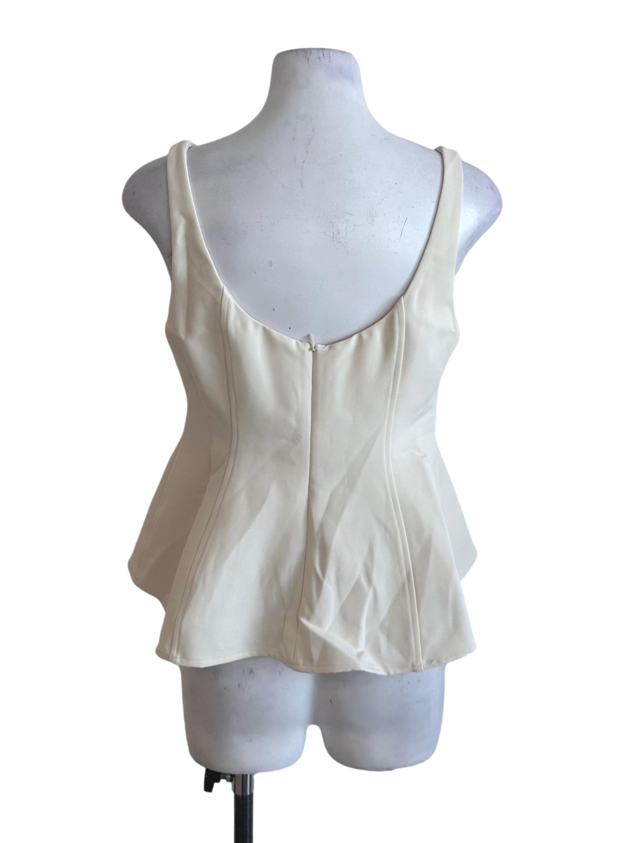 Cream White Scoop Neck Panel Top LB