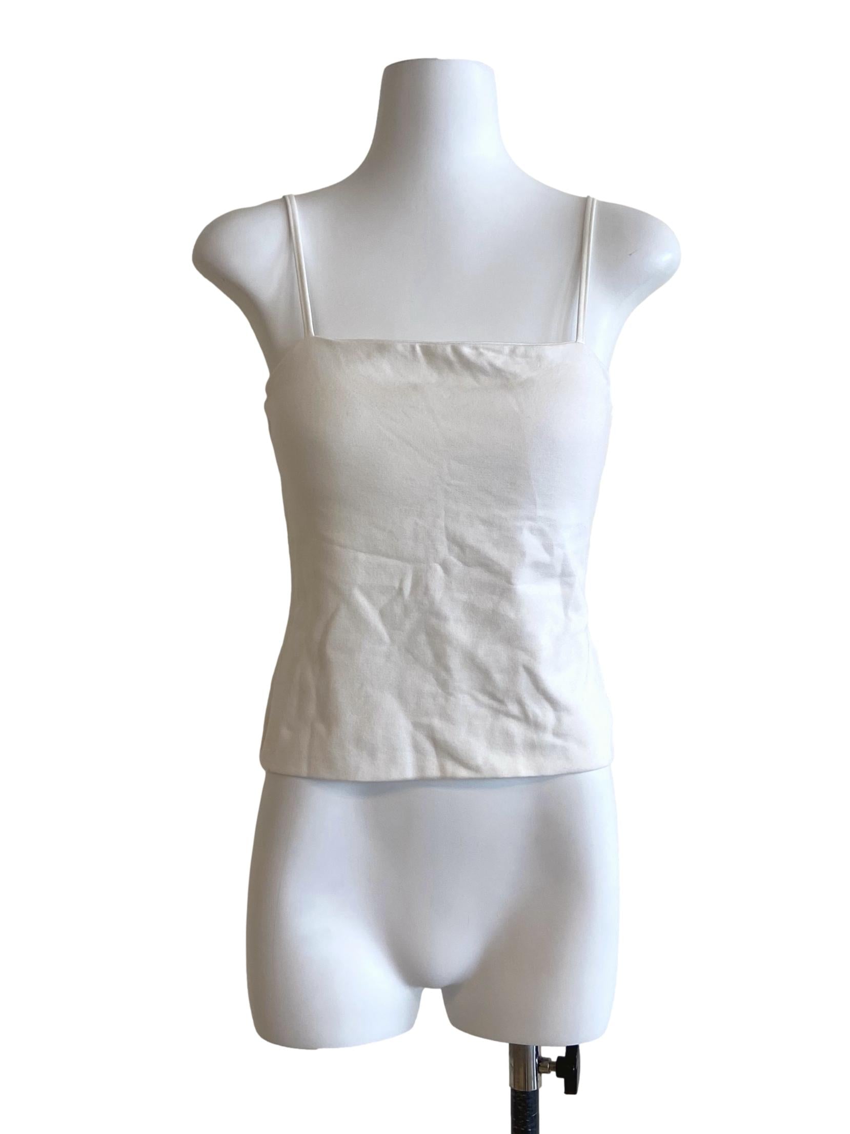 White Sleeveless Twill Top