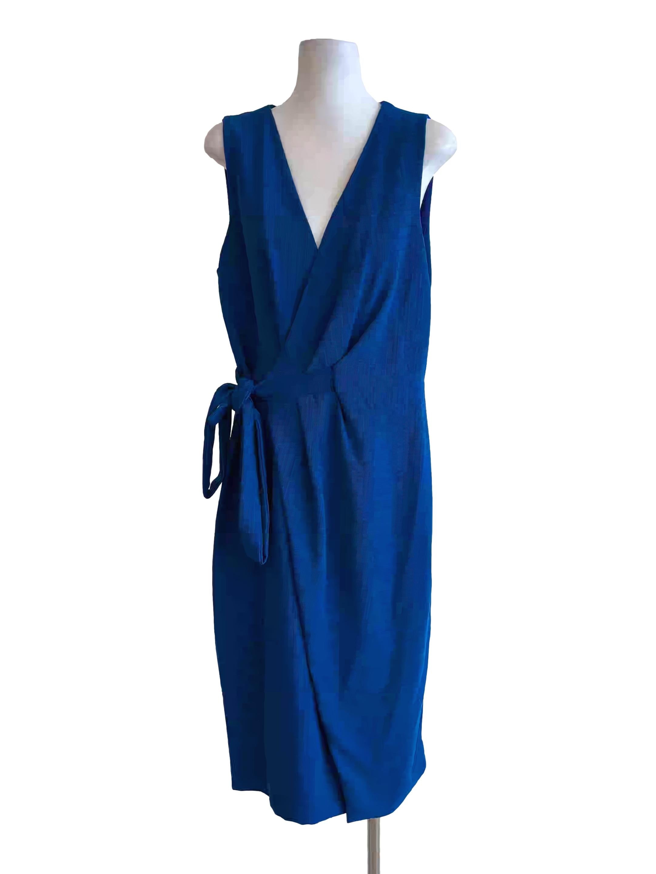Egyptian Blue Surplice Wrap Dress