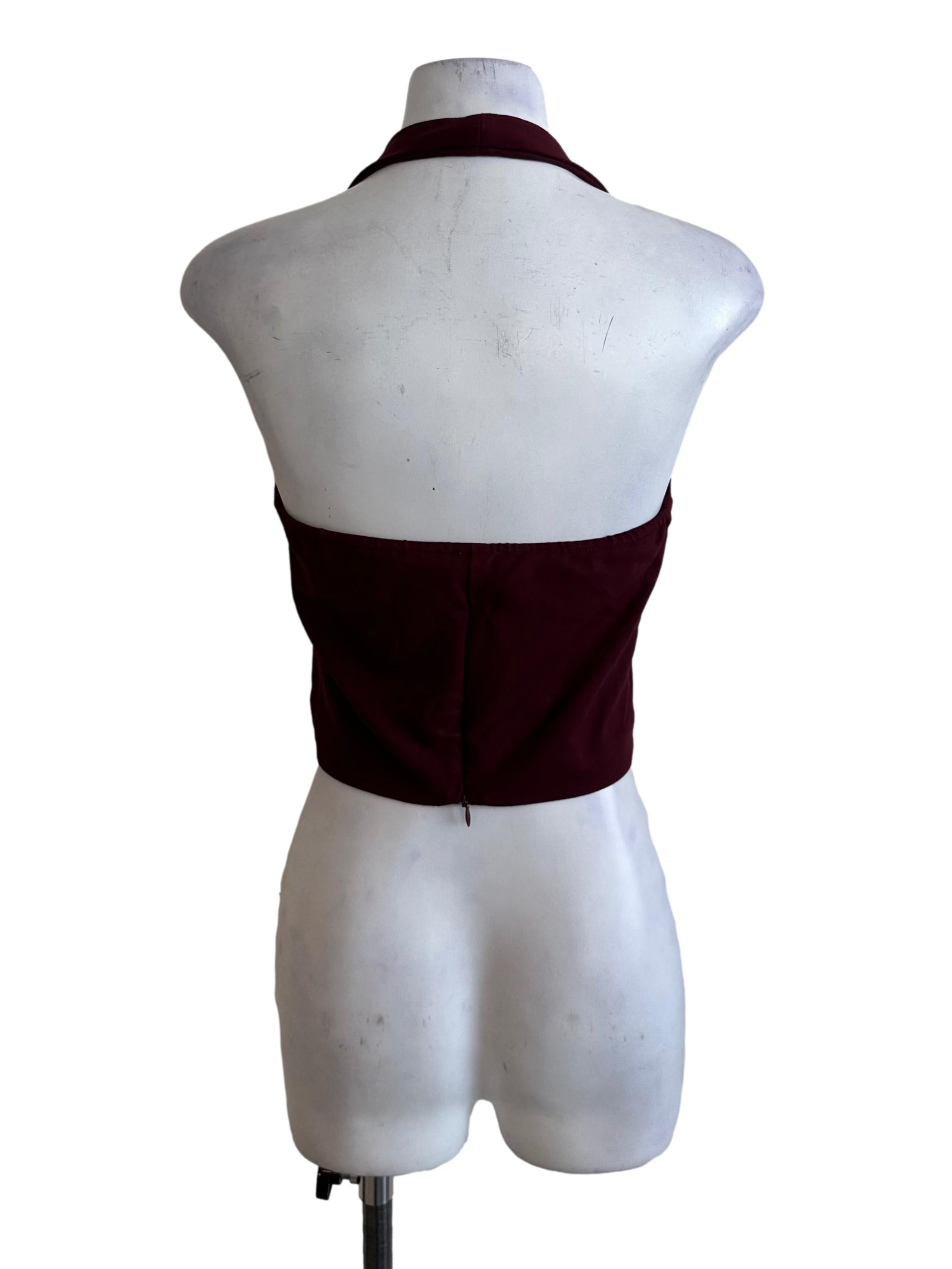 Burgundy Red Button Halter Top