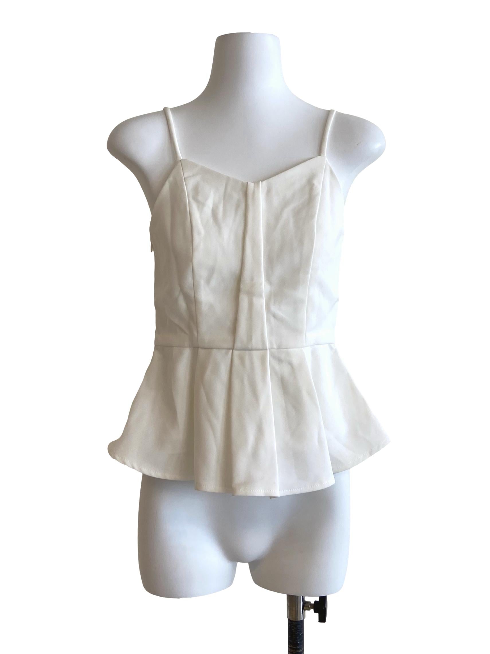 White Spaghetti Straps Peplum Top
