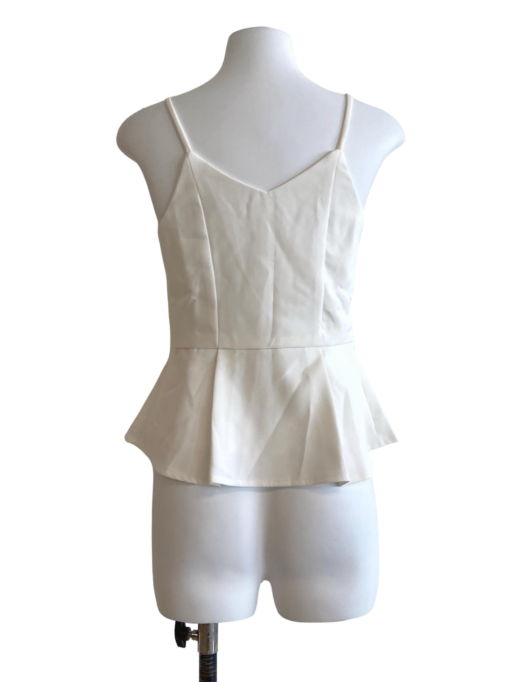 White Spaghetti Straps Peplum Top
