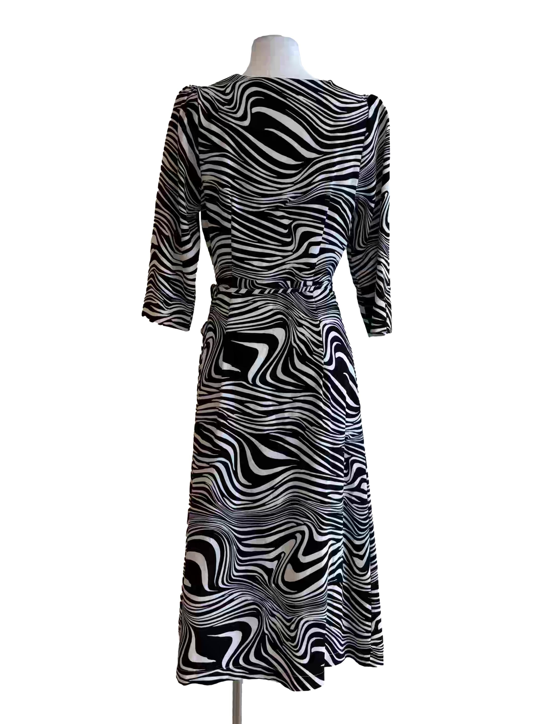 Black And White Zebra Patterned Wrap Dress