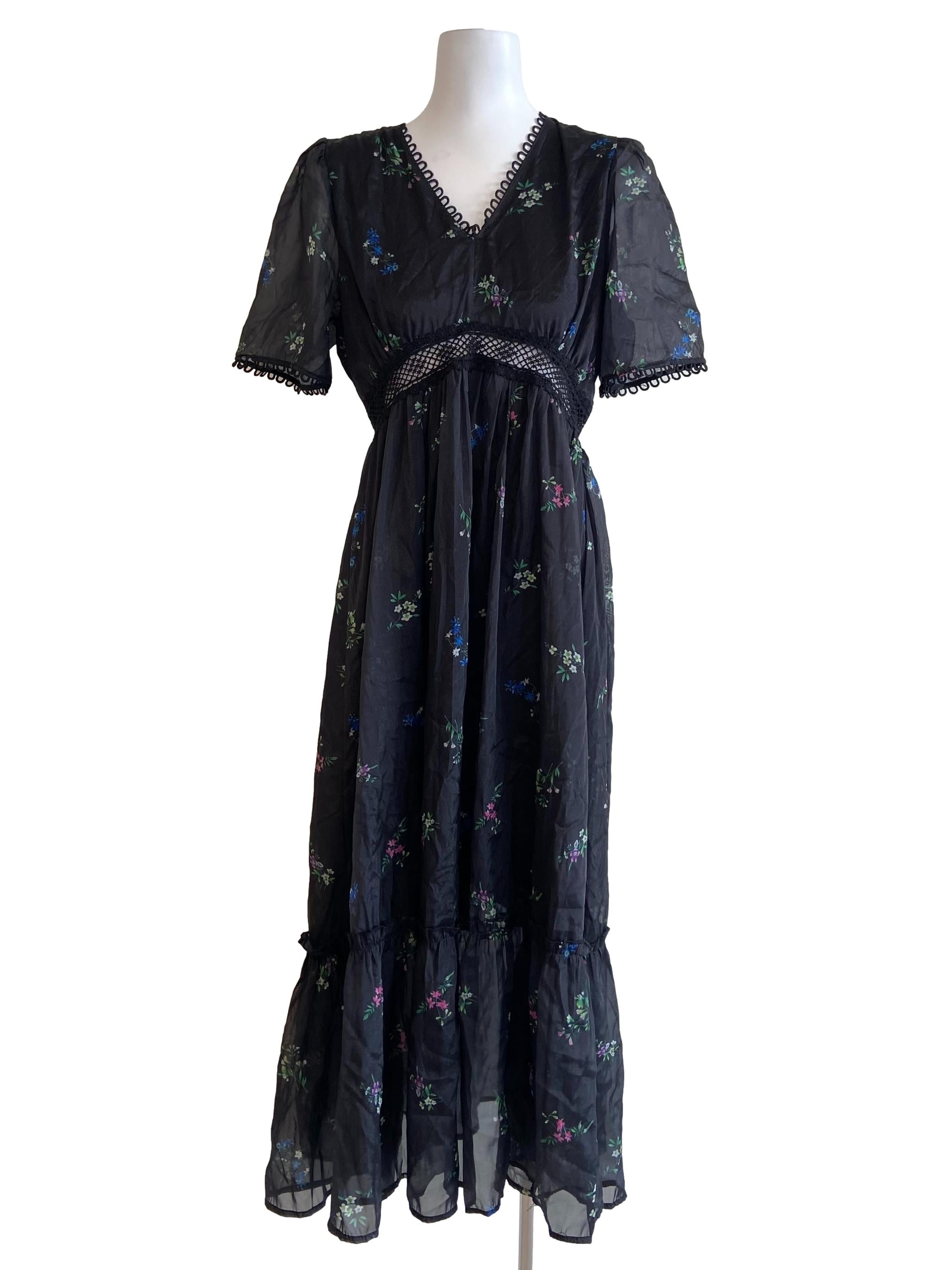 Black Floral Layered Dress
