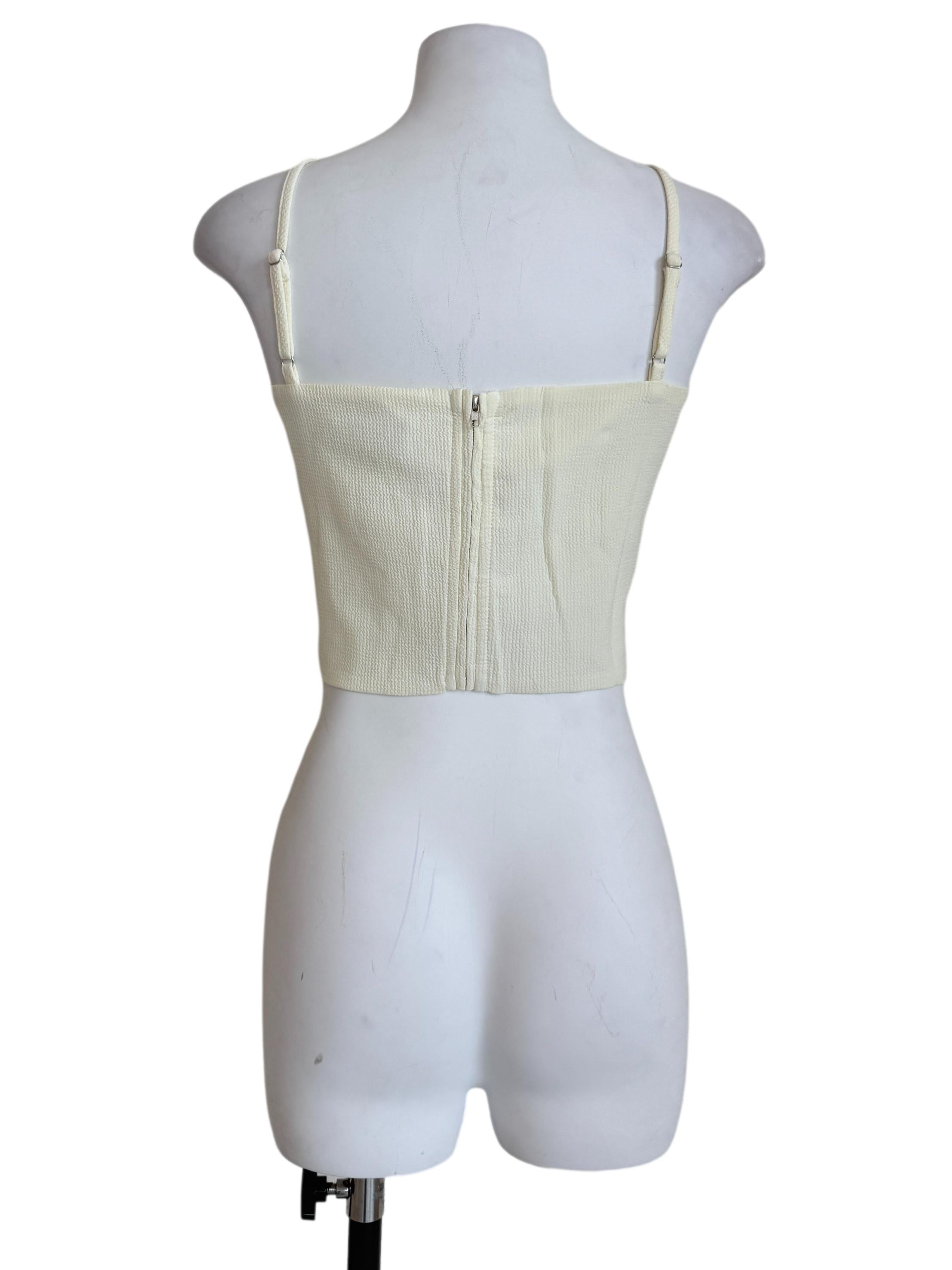White Baxley Textured Basic Crop Top