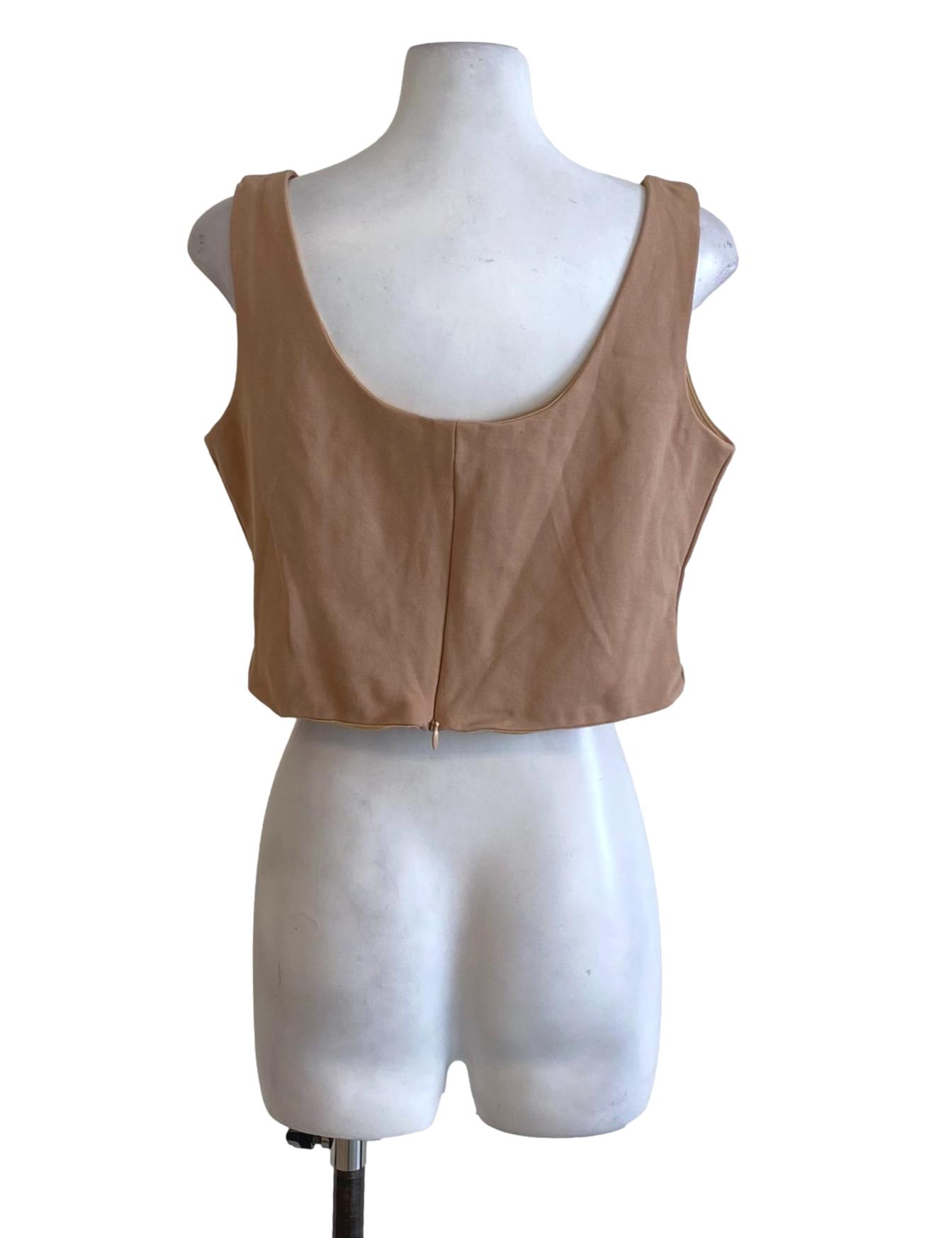 Light Cedar Brown Square Neck Sheath Cropped Top