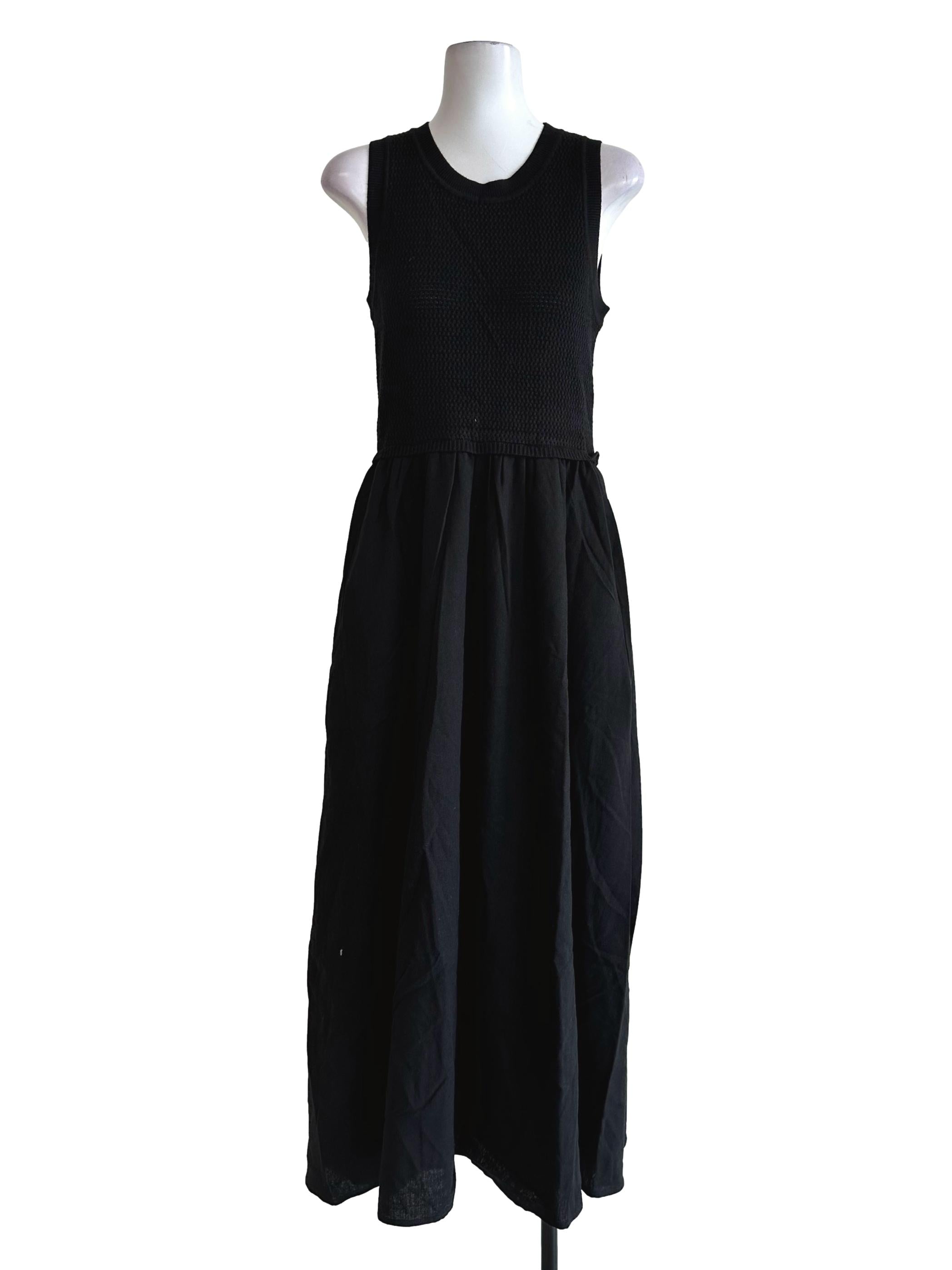 Black Knit Sleeveless A-Line Dress TWL