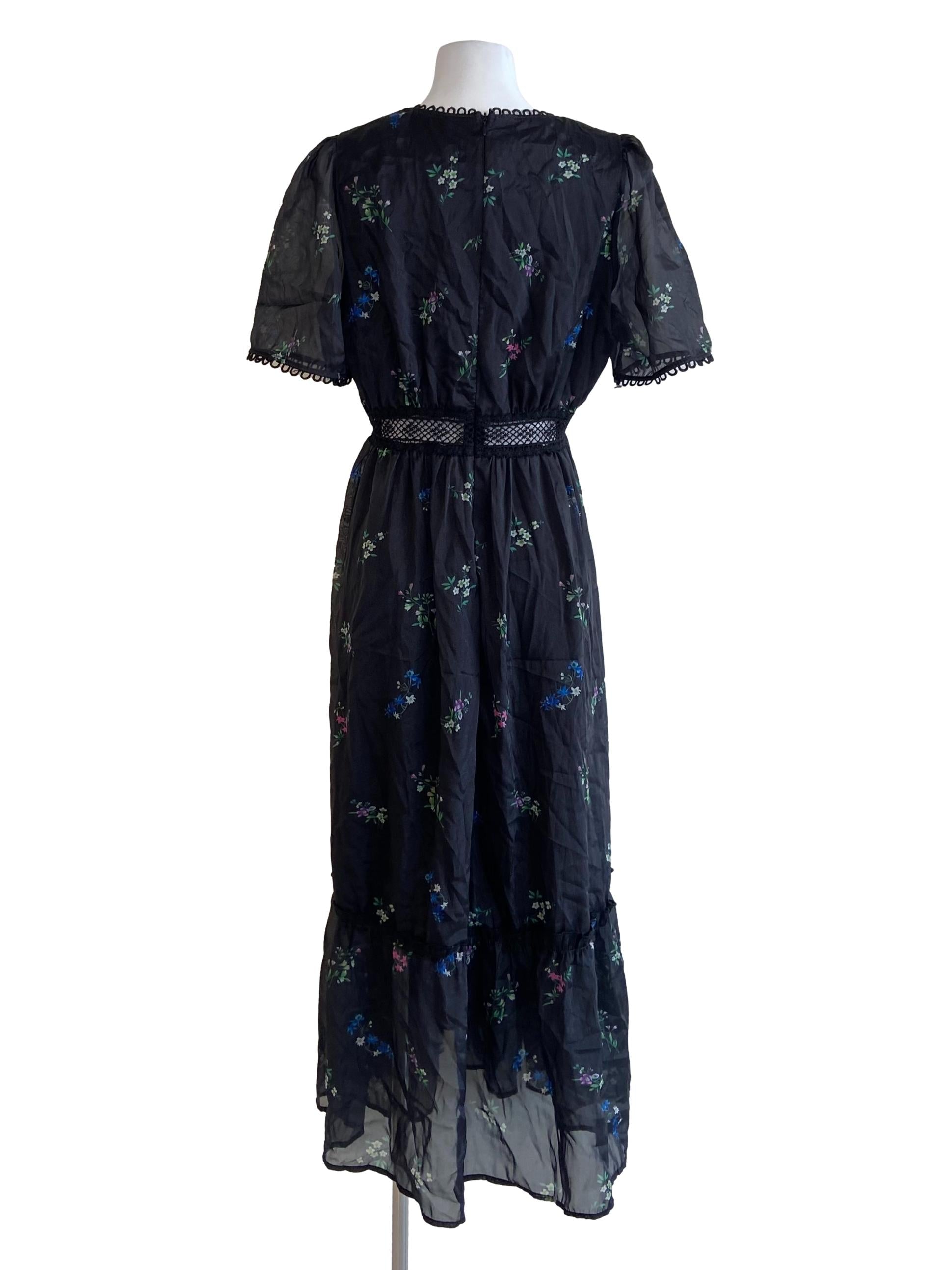 Black Floral Layered Dress