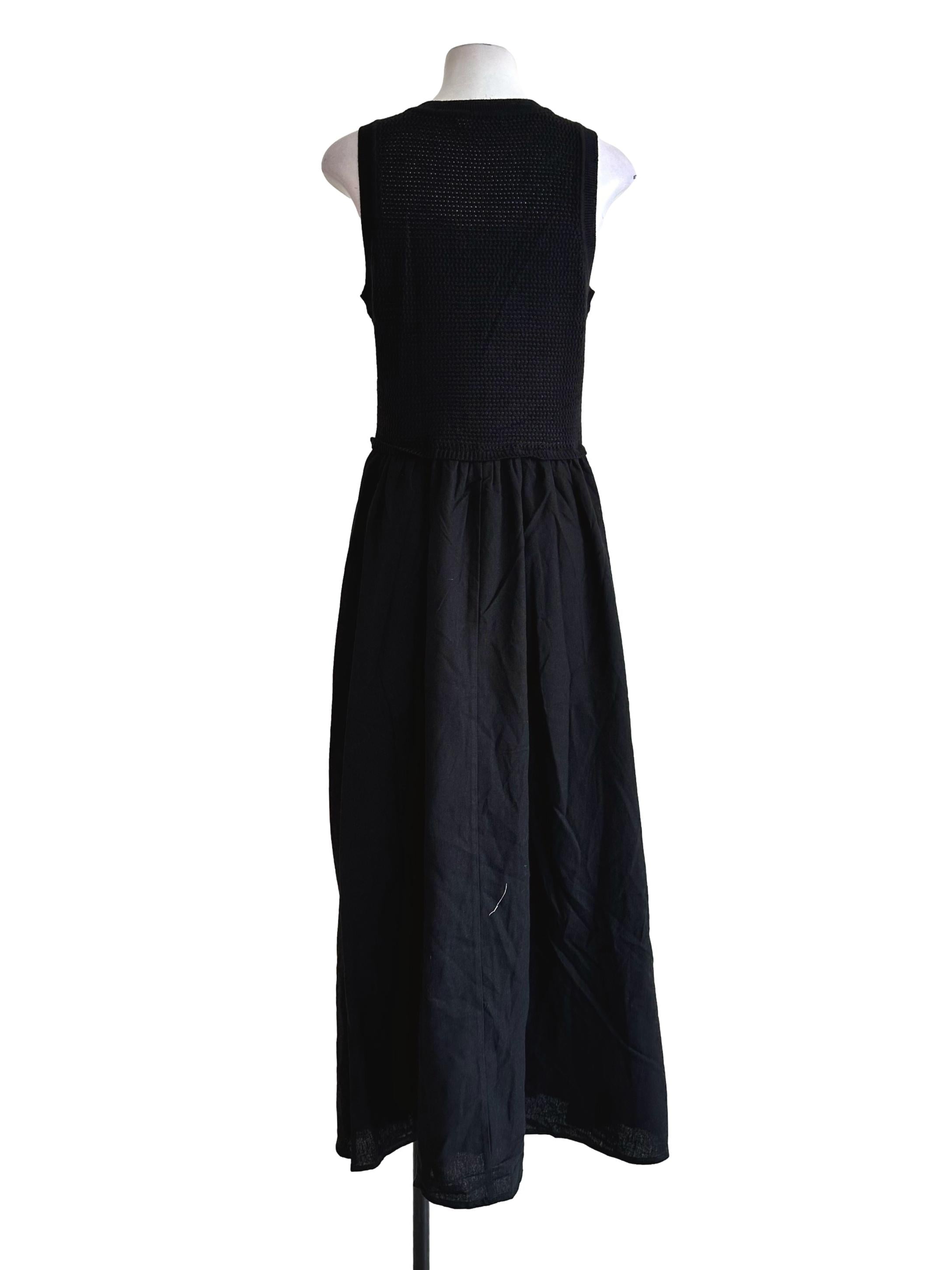 Black Knit Sleeveless A-Line Dress TWL