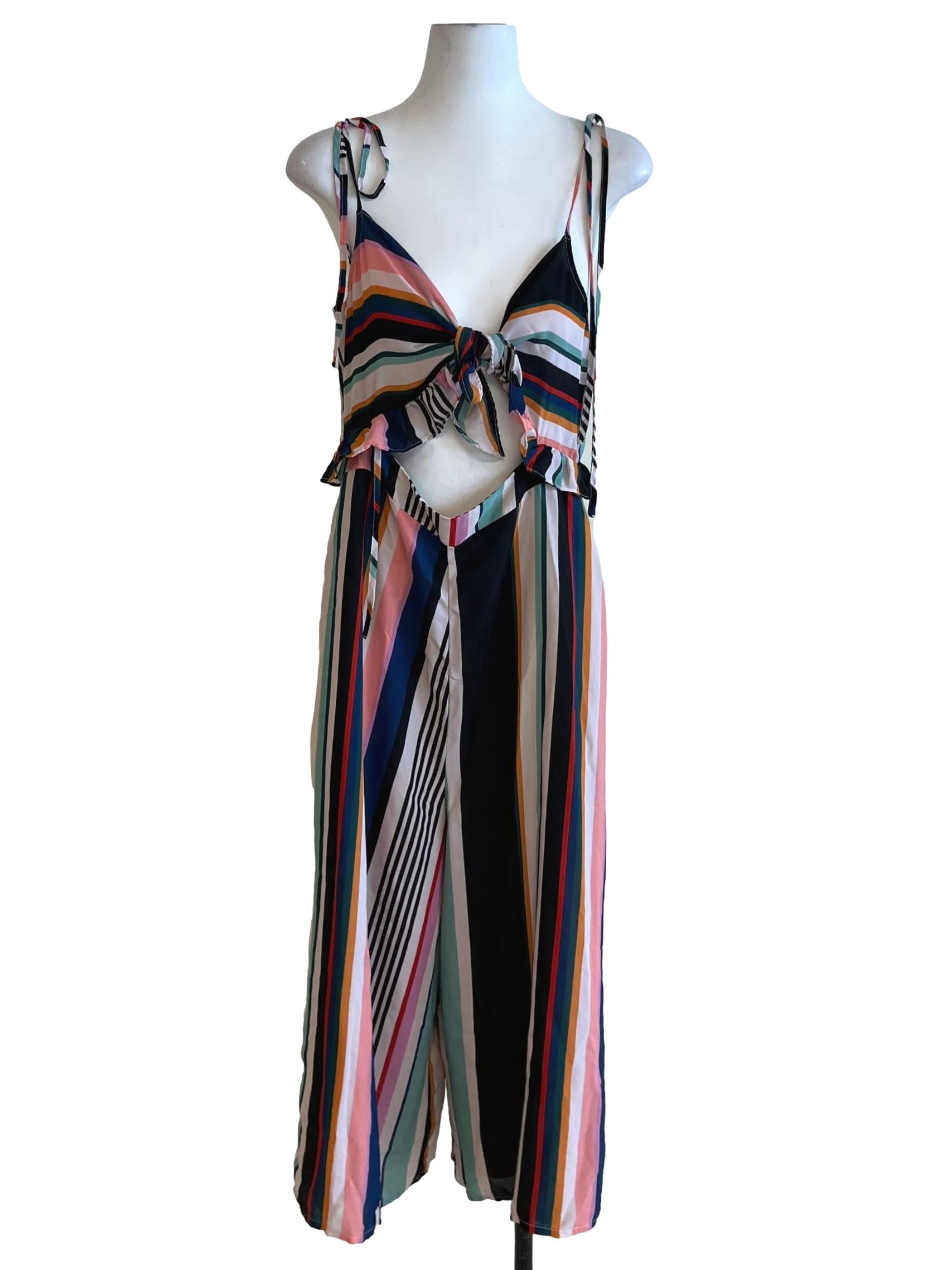 White Awning Stripe Jumpsuit