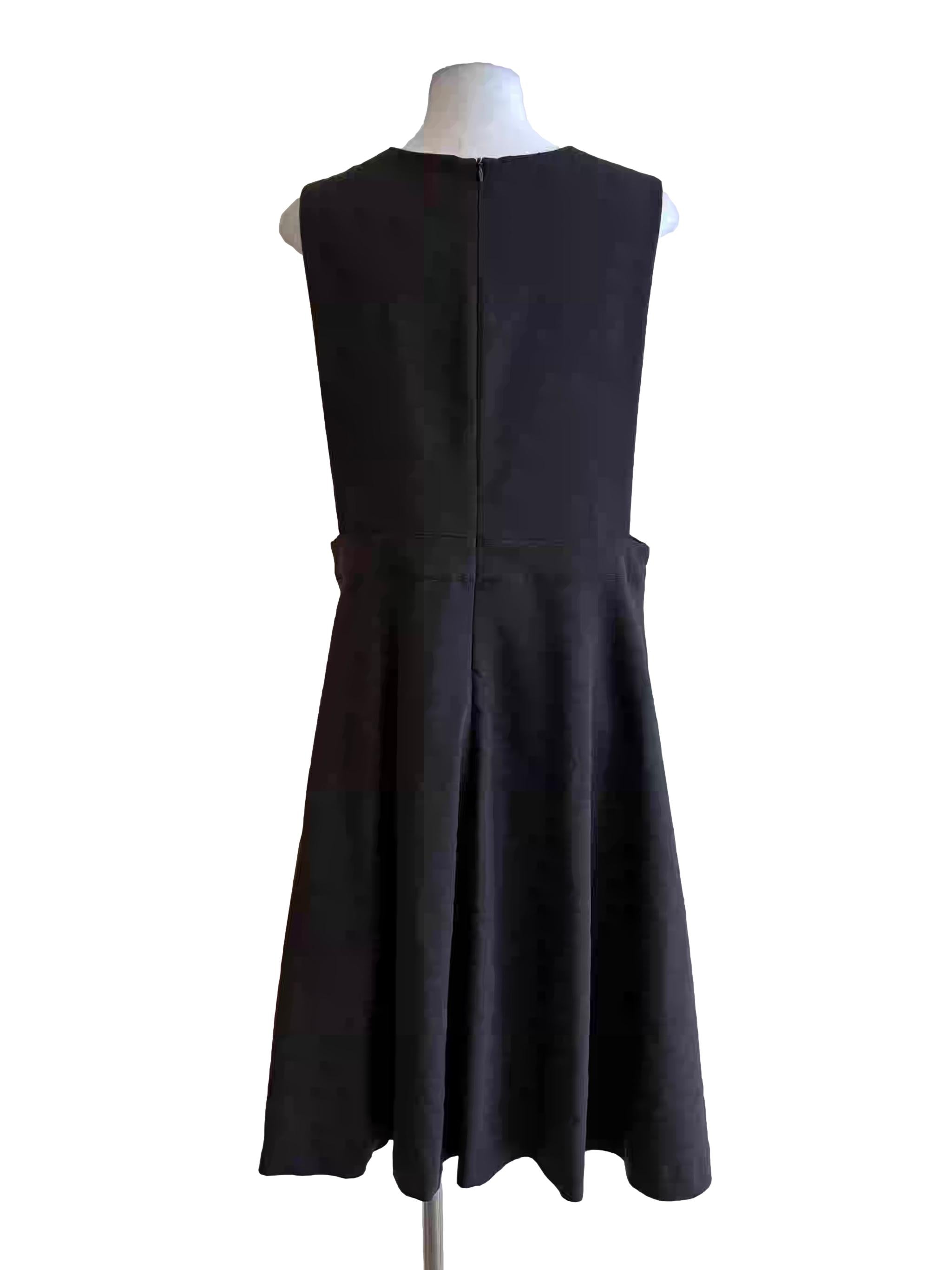 Jet Black Plunging Neck Sleeveless Dress