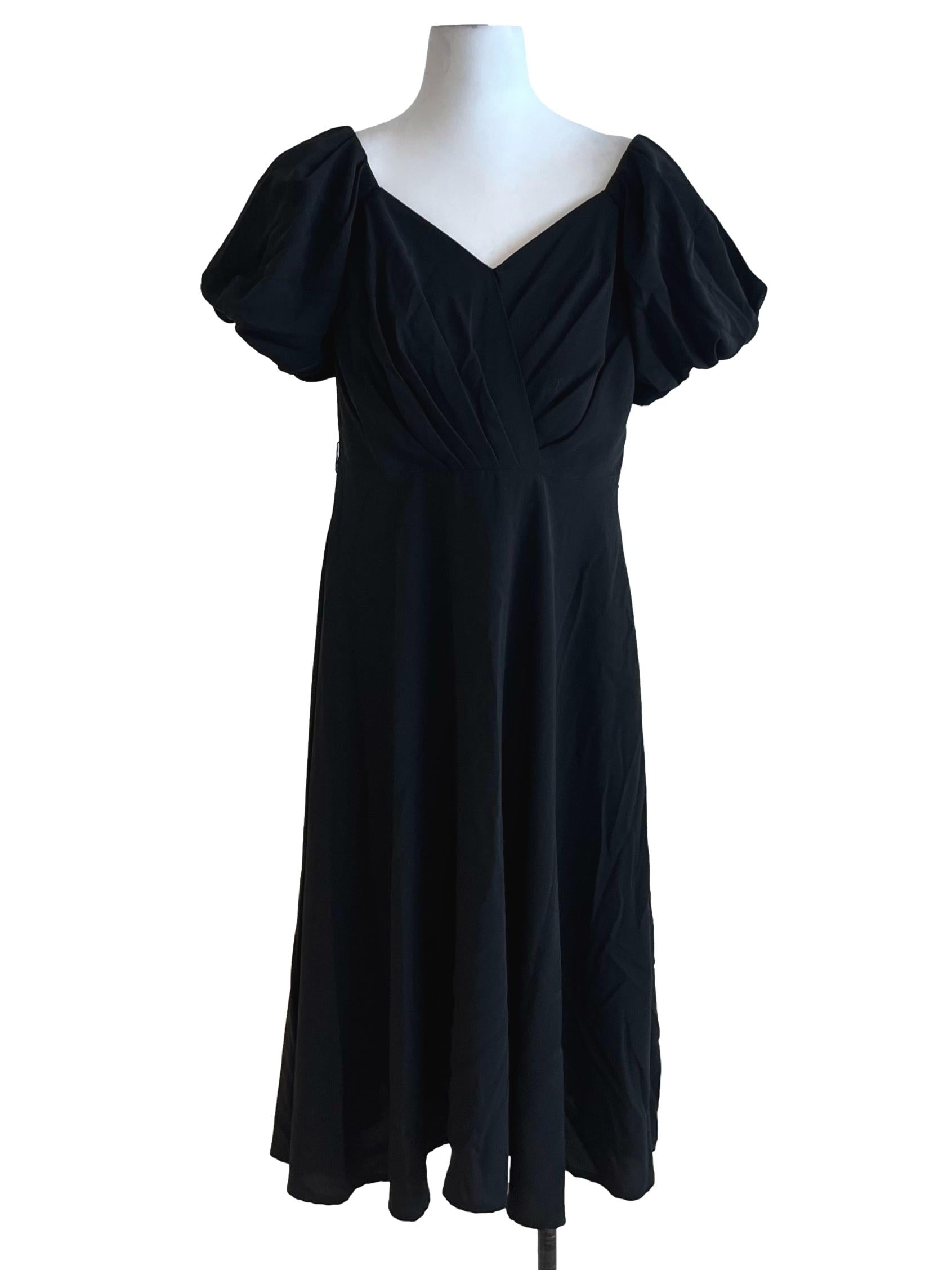 Black V-Neckline Empire Dress