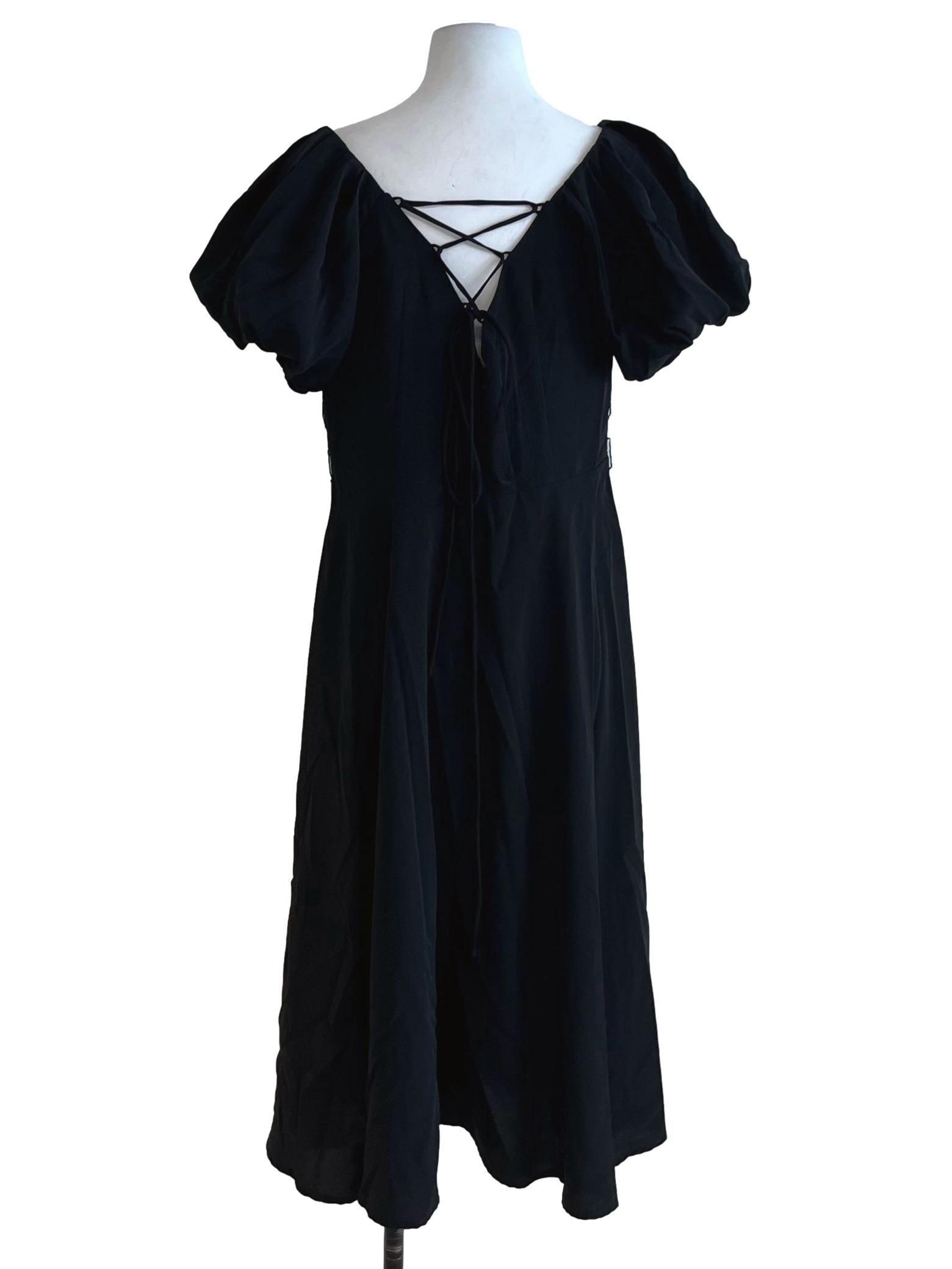 Black V-Neckline Empire Dress