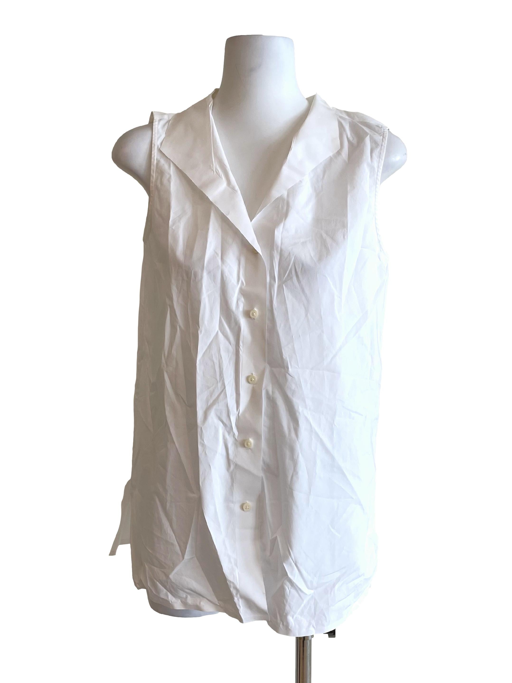 Daisy White Collar Sleeveless Shirt