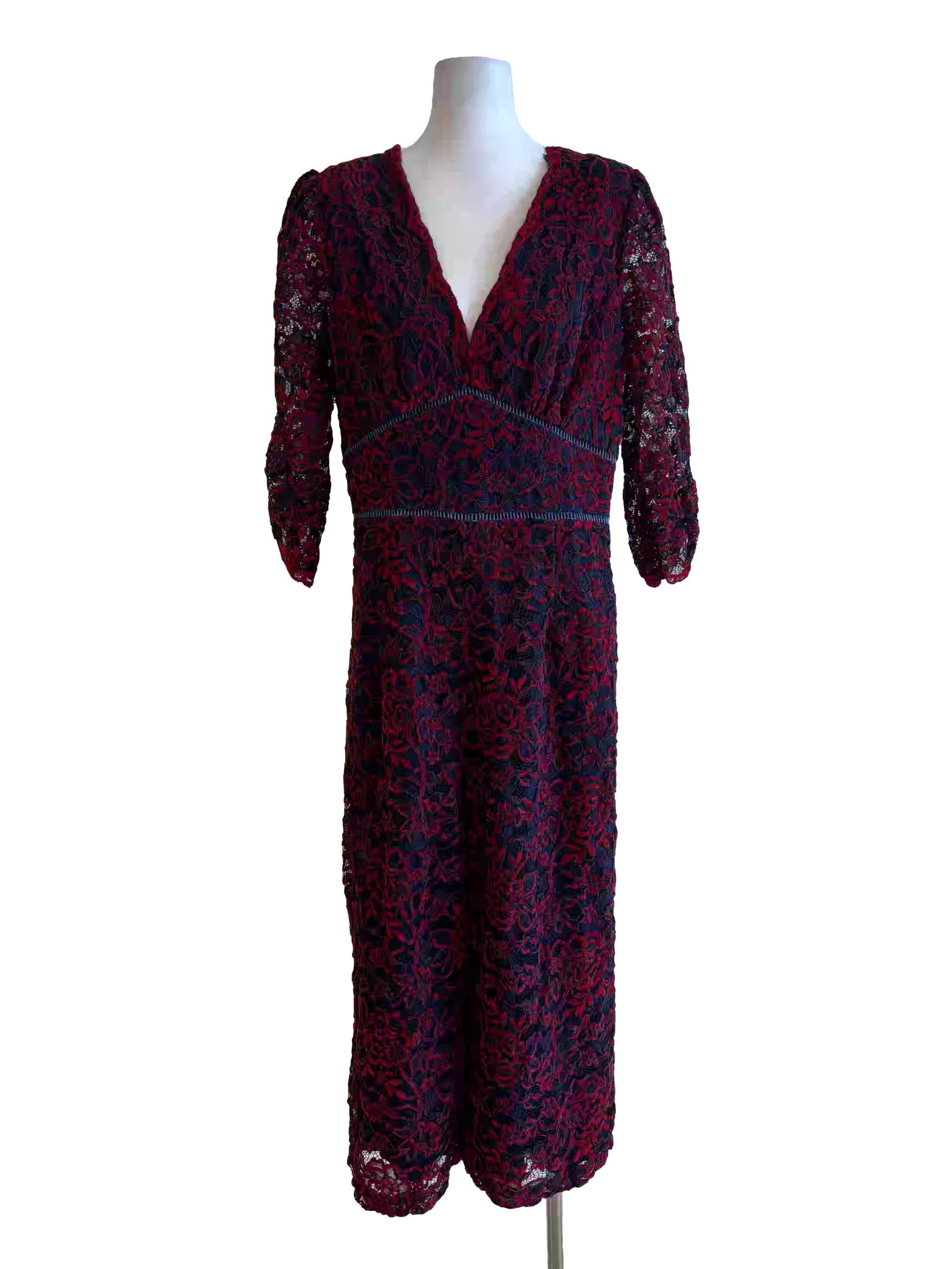 Red And Blue Lace Jumpsuit