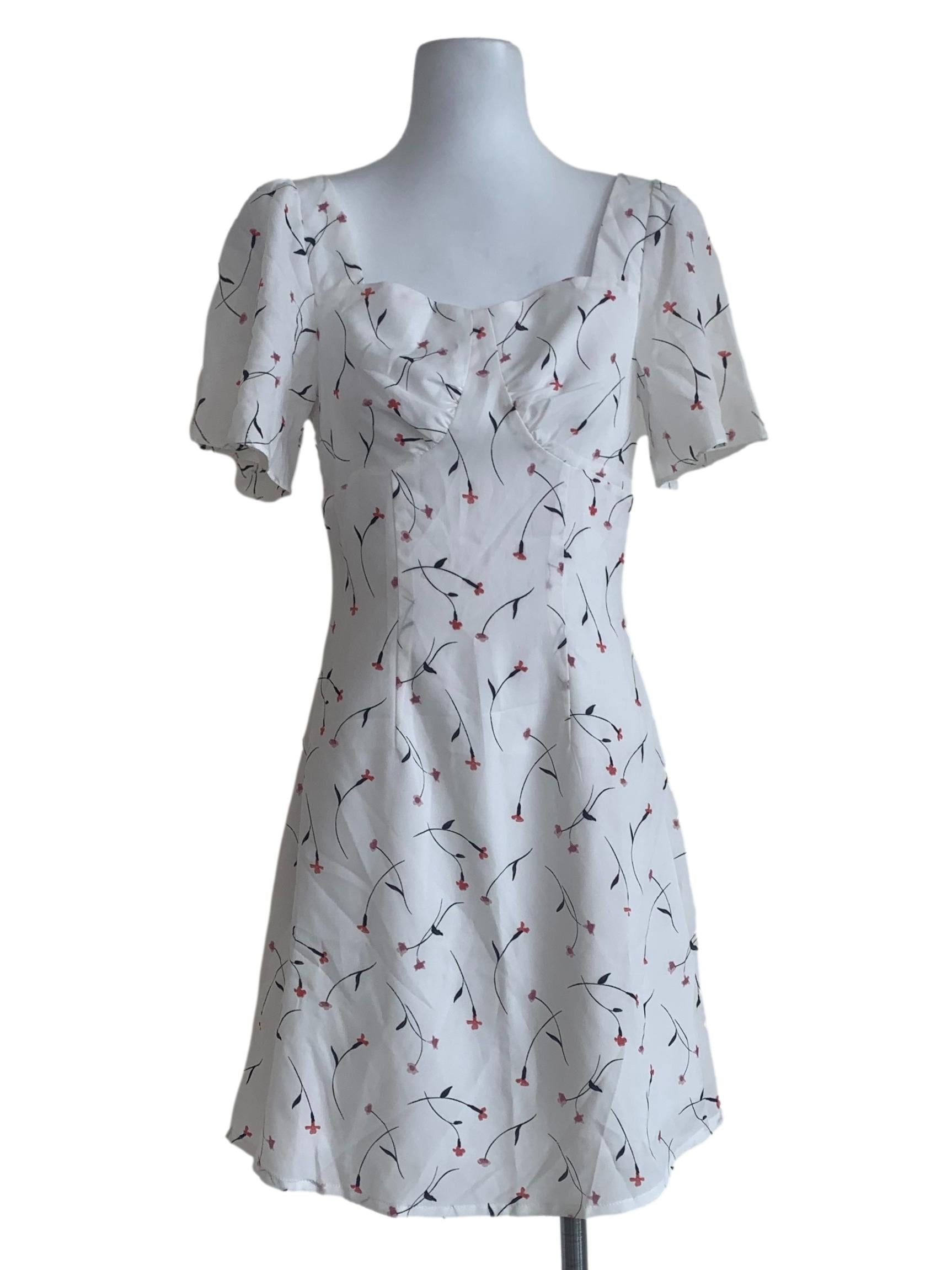 White Floral Patterned Dress
