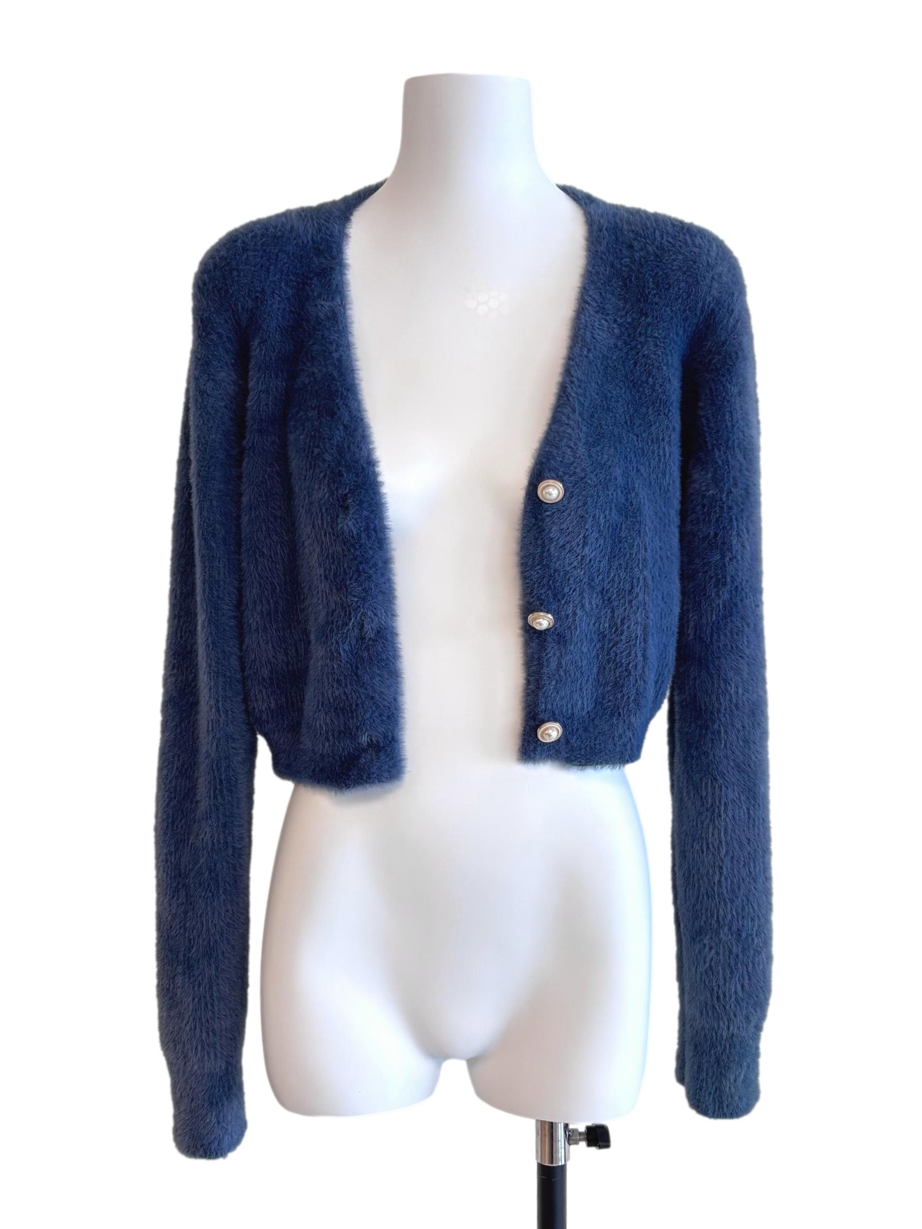 Aegean Blue Fuzzy Cardigan