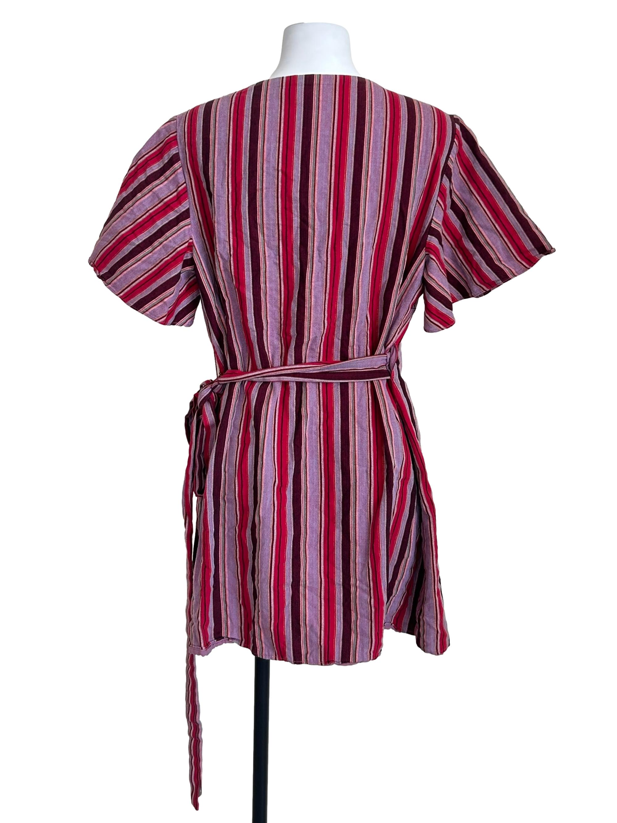Lavender Vertical Stripe Wrap Dress