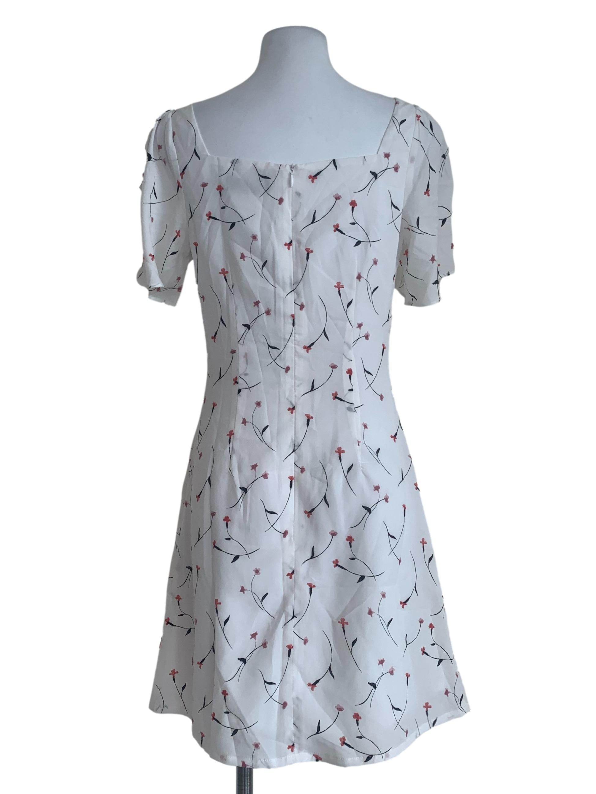White Floral Patterned Dress