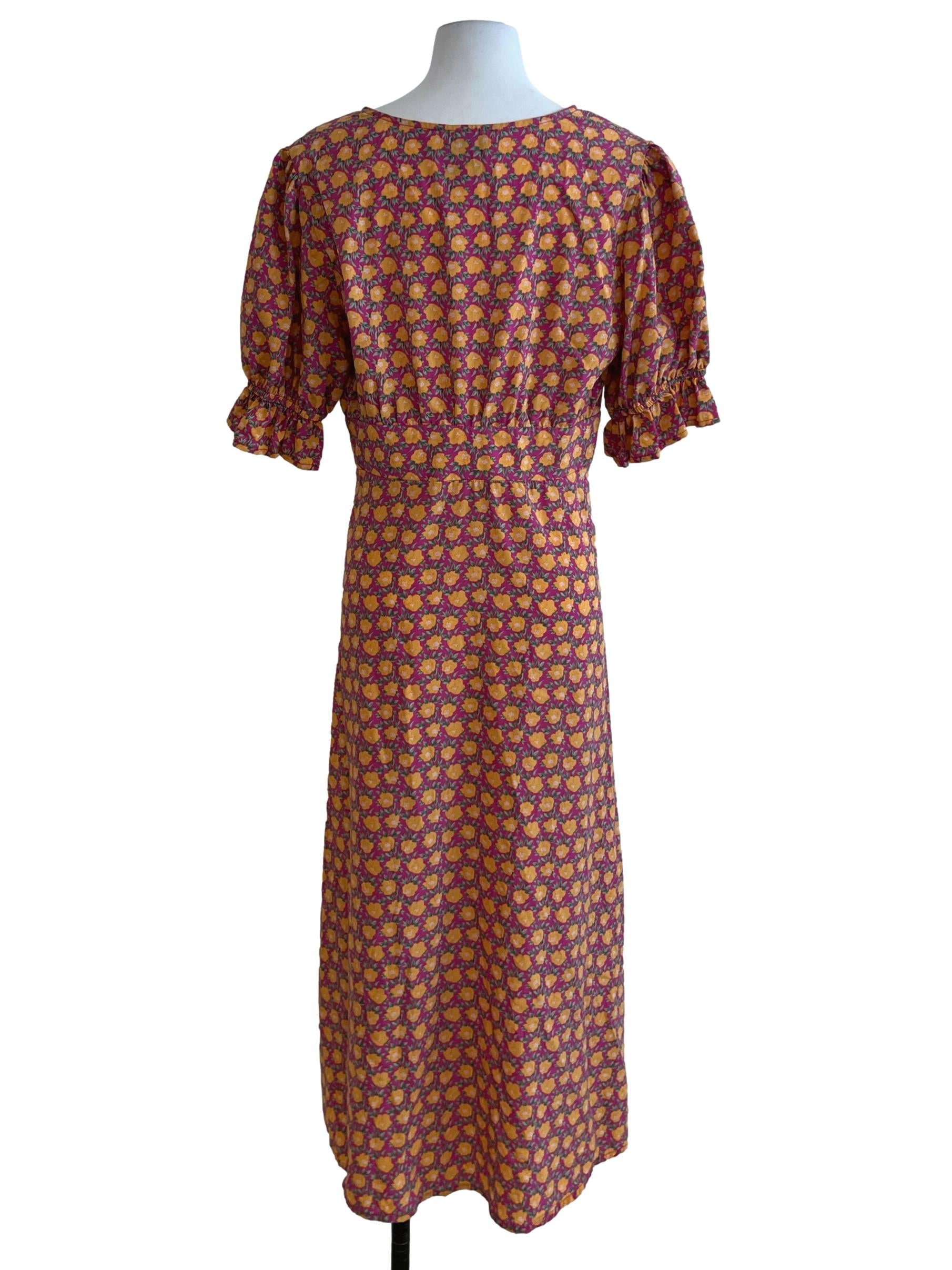 Pink Yellow Floral Empire Dress