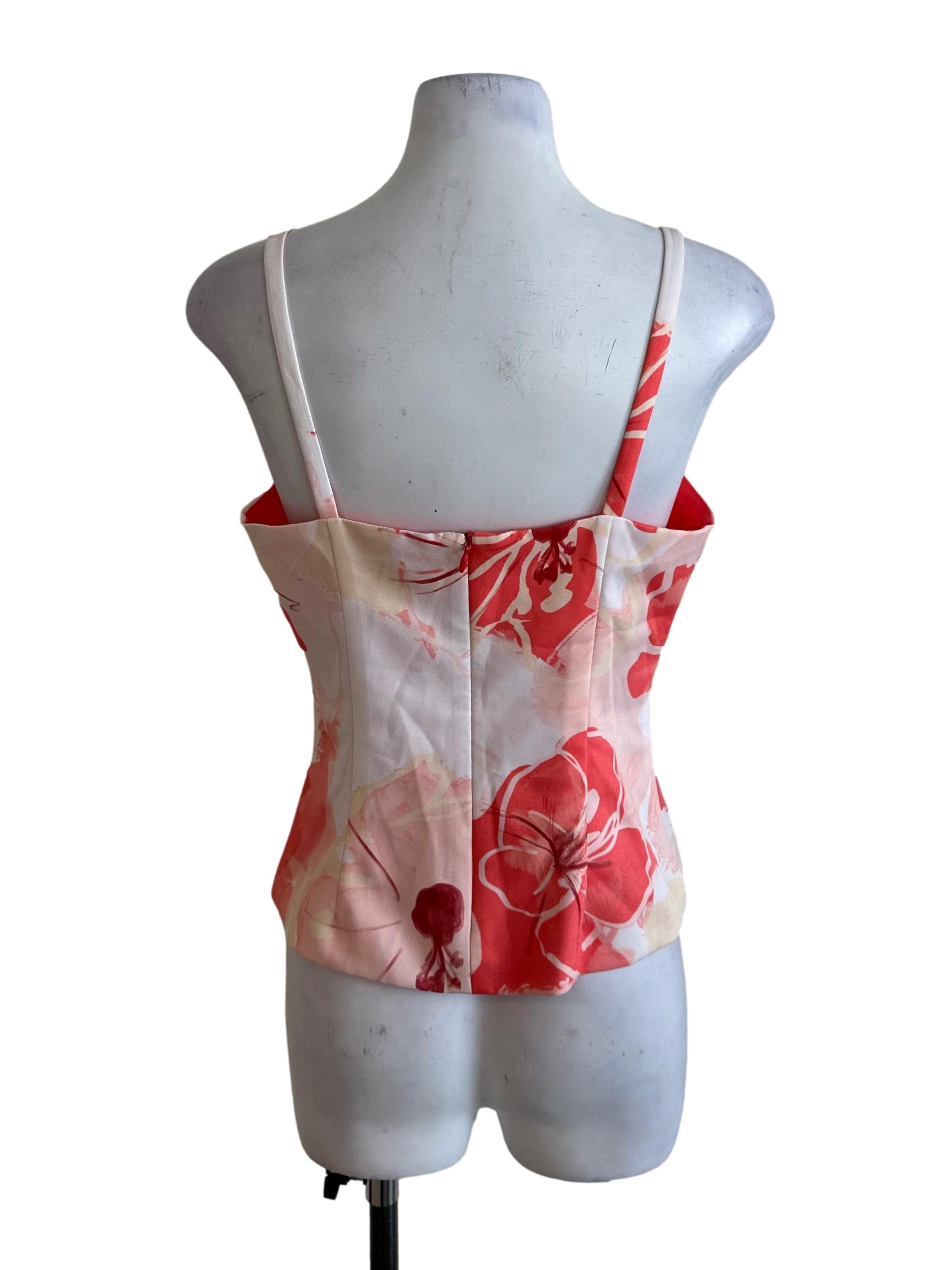 Coral Red Pattern Square Neck Top LB