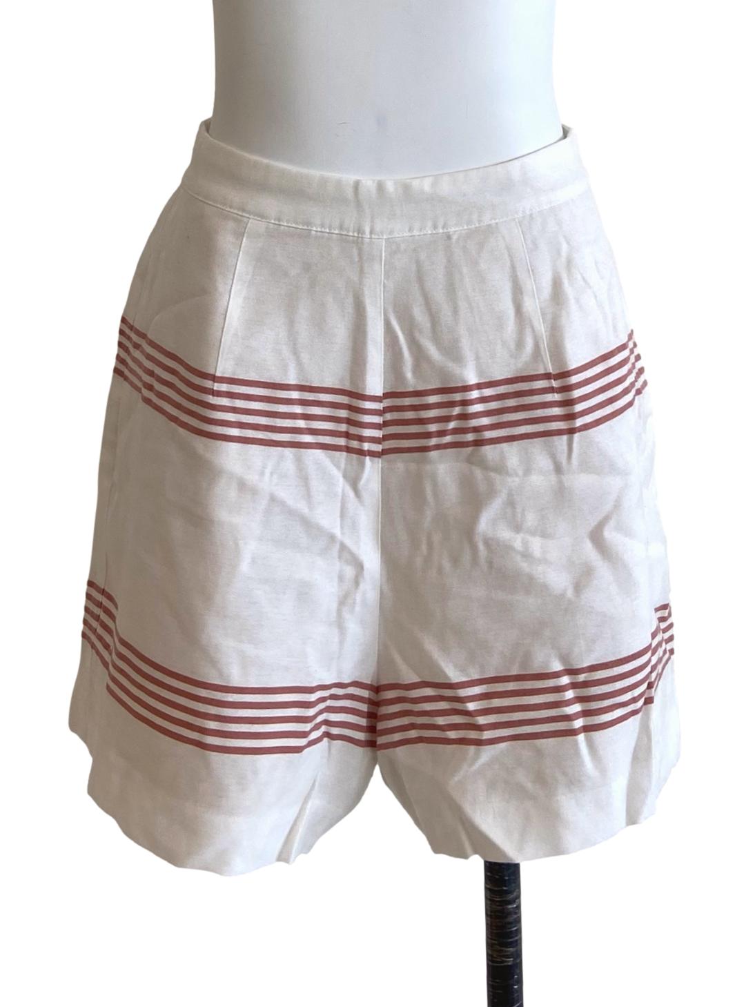 White & Pink Stripe Shorts