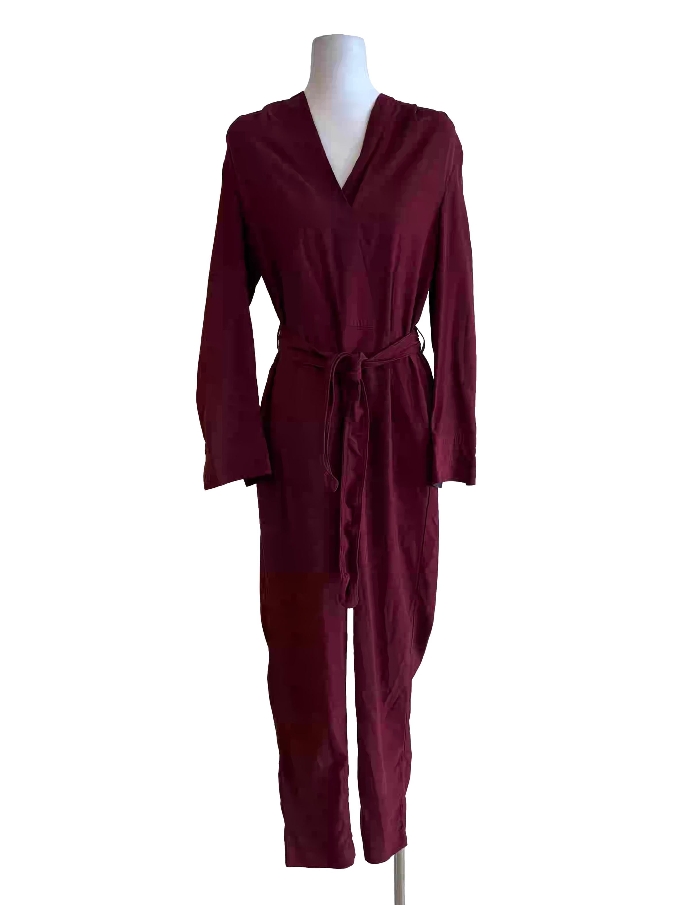 Burgundy Long Sleeve Jumpsuit
