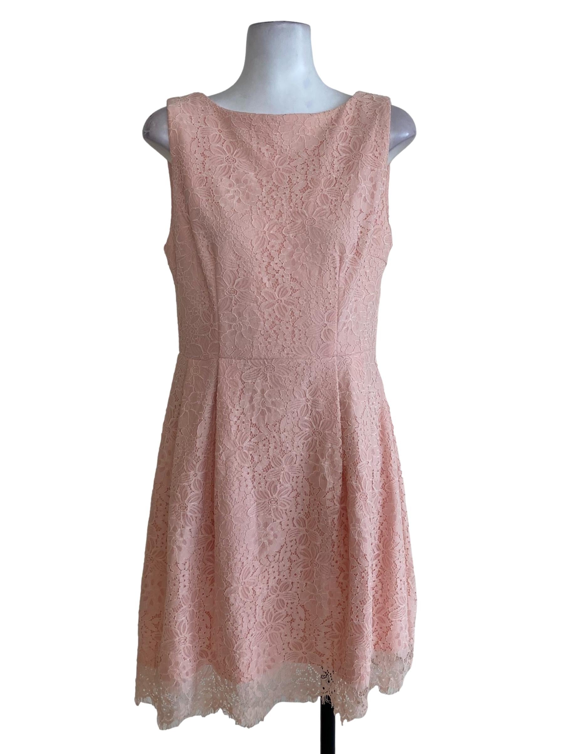 Salmon Floral Laced Dress