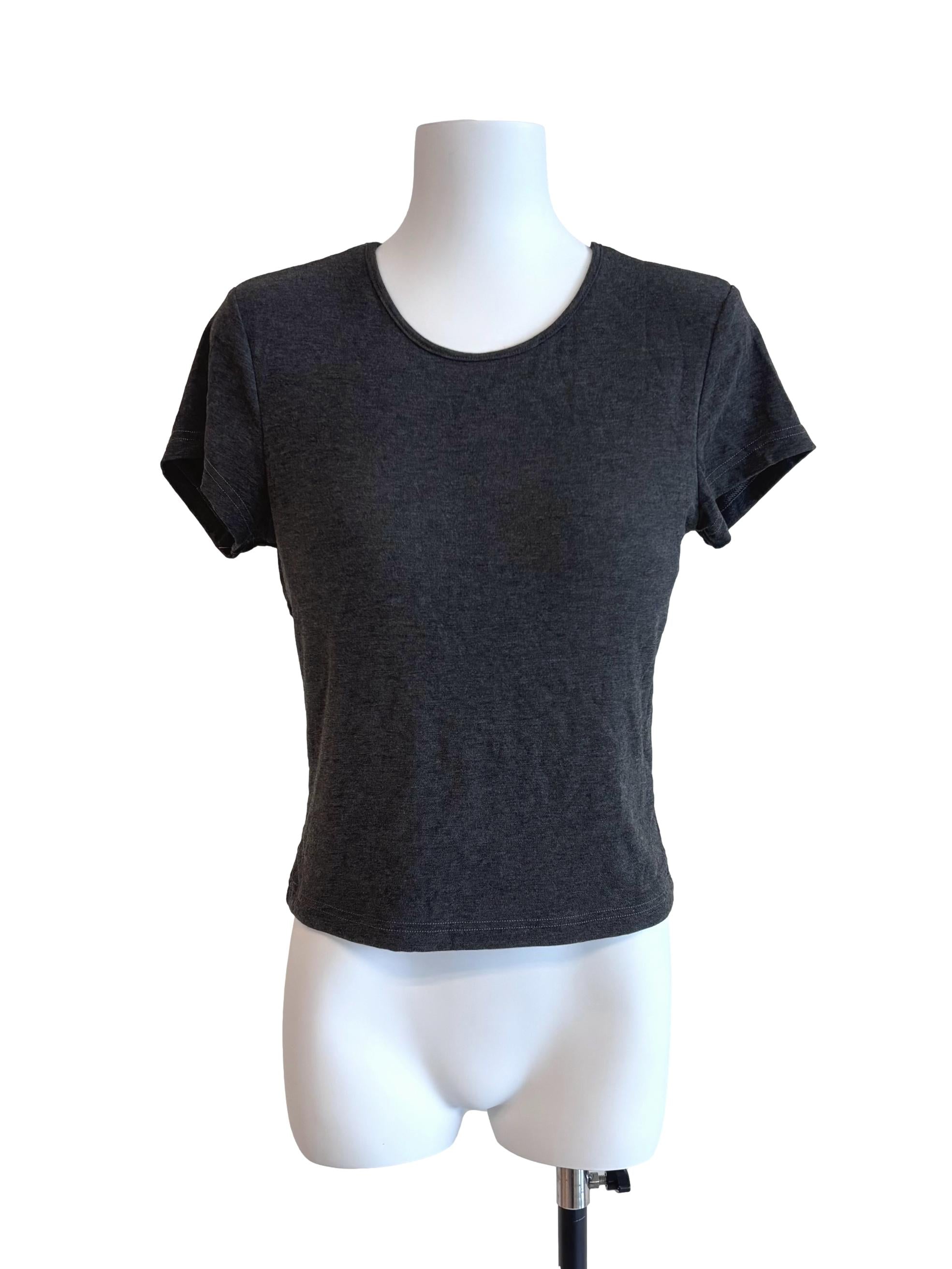 Dark Grey Padded Round Neck Tee