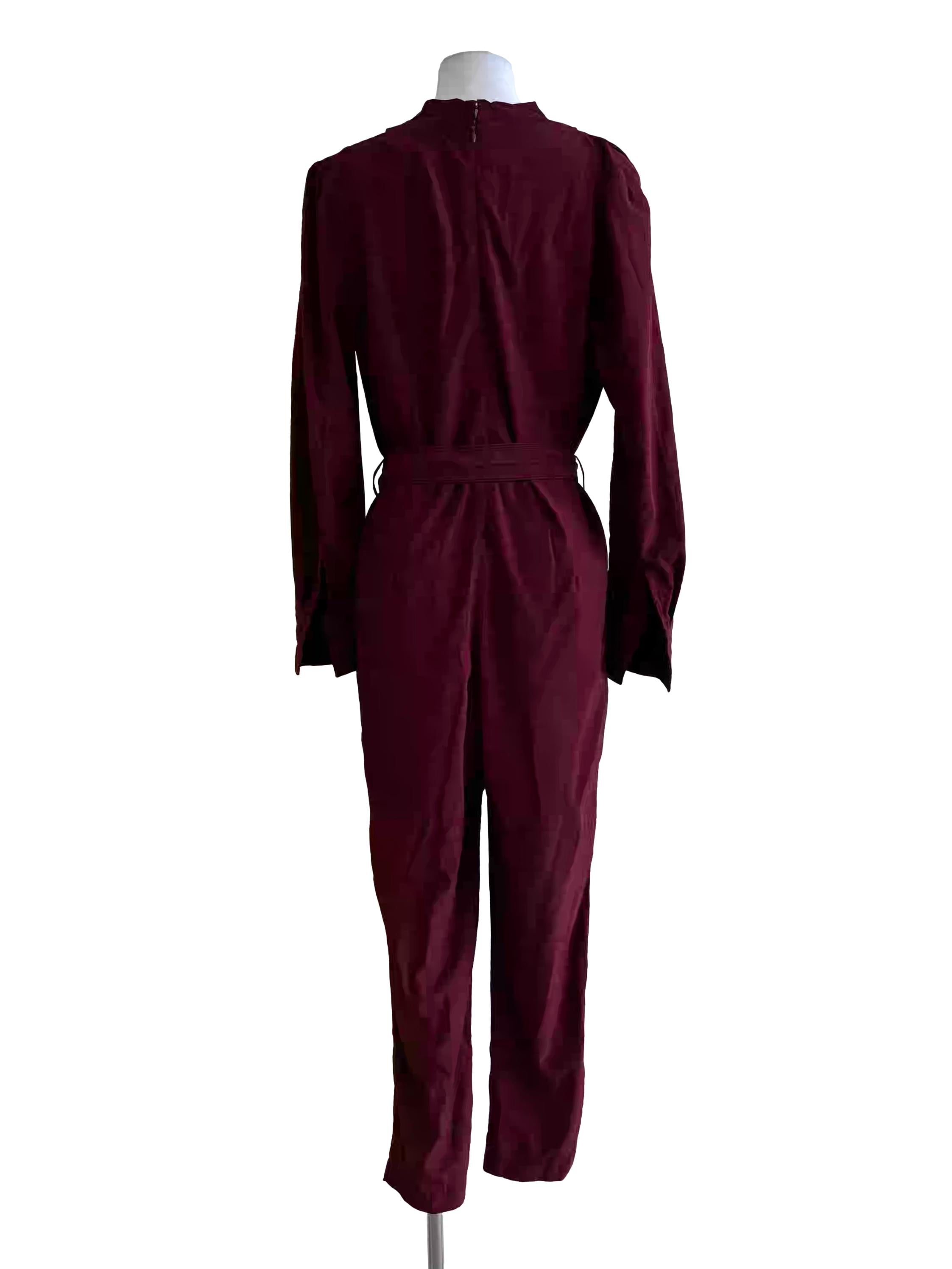 Burgundy Long Sleeve Jumpsuit
