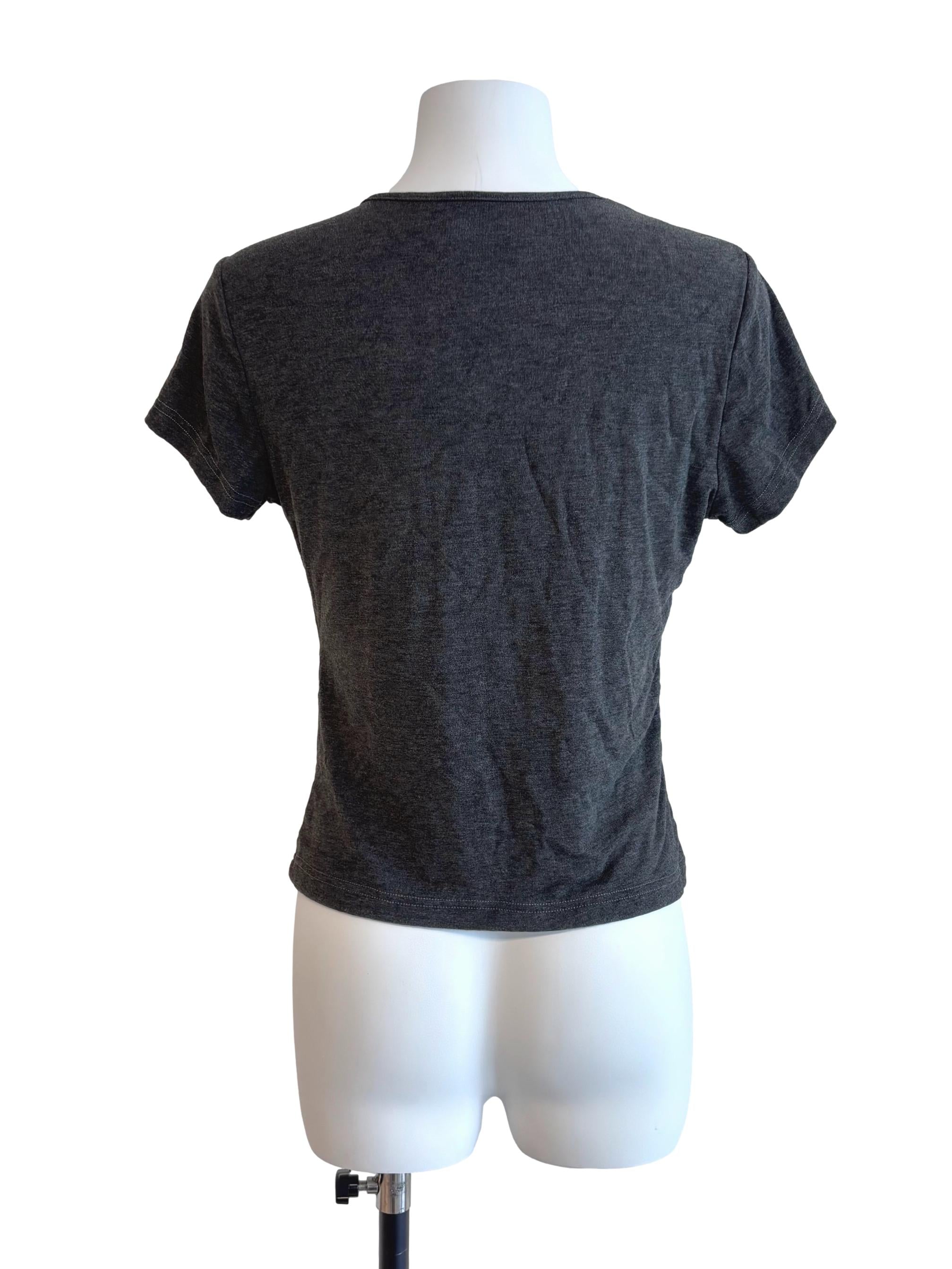 Dark Grey Padded Round Neck Tee