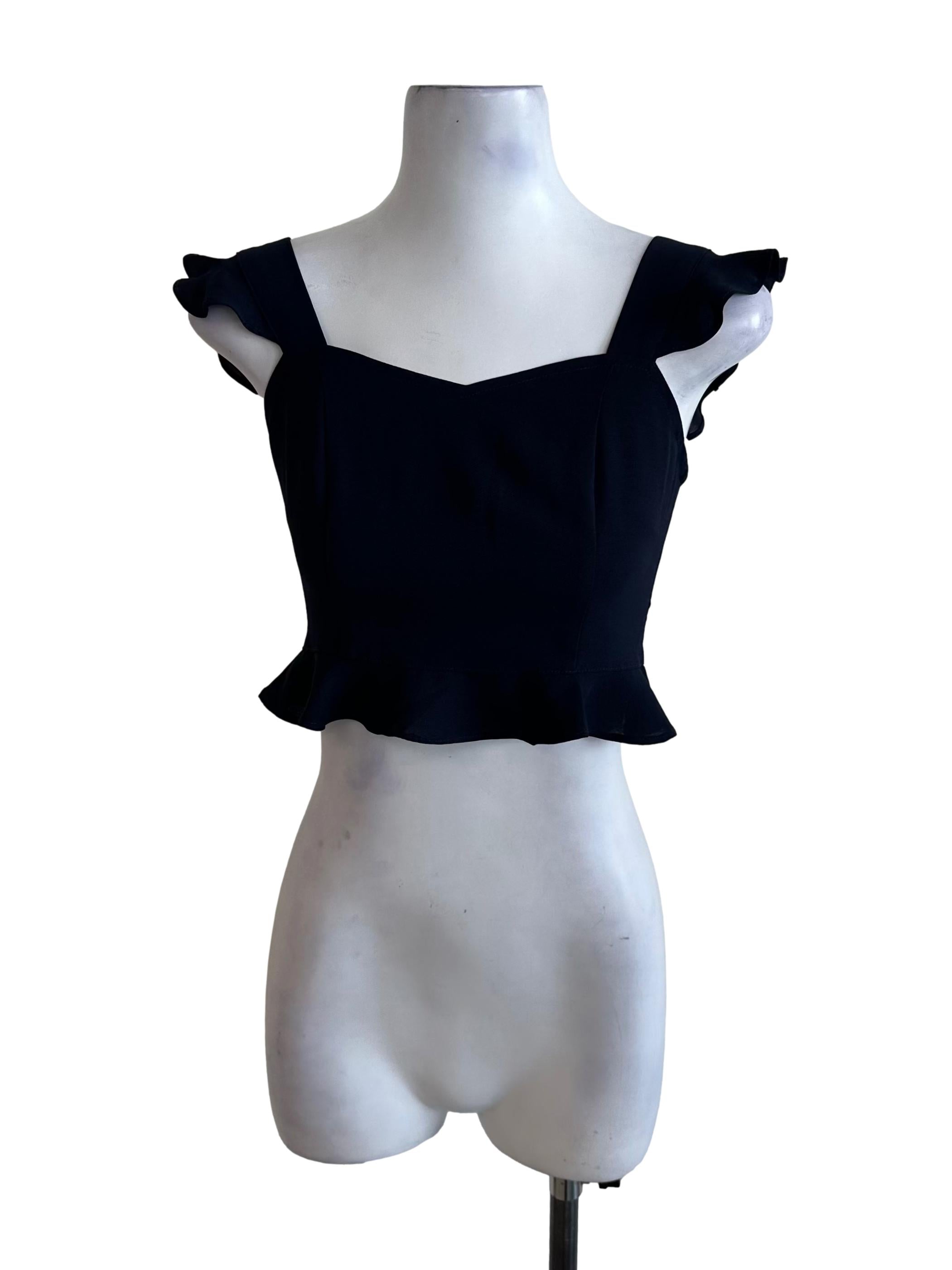 Midnight Blue Ruffle Strap Top