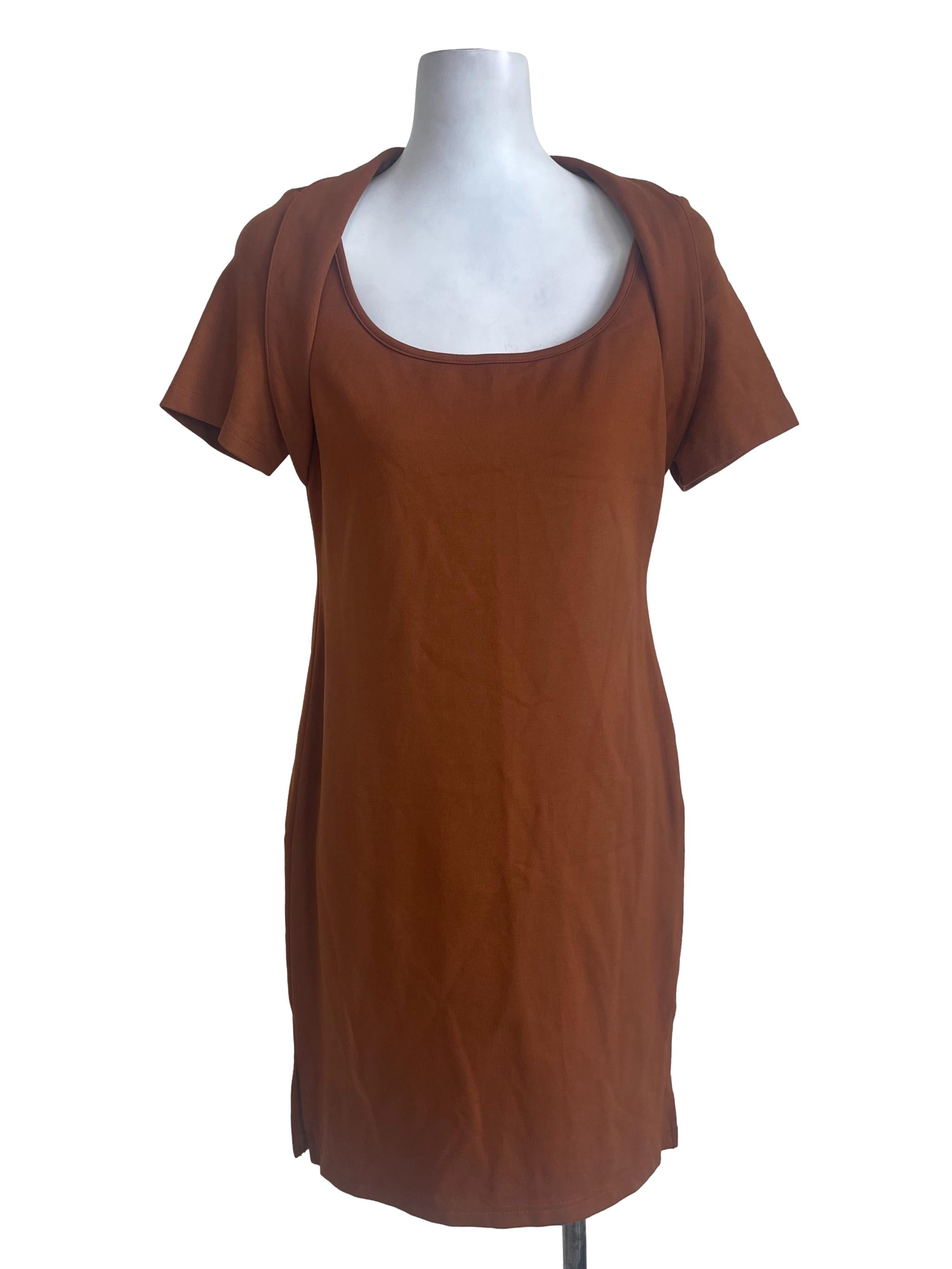 Dark Caramel Plain Shirt Dress