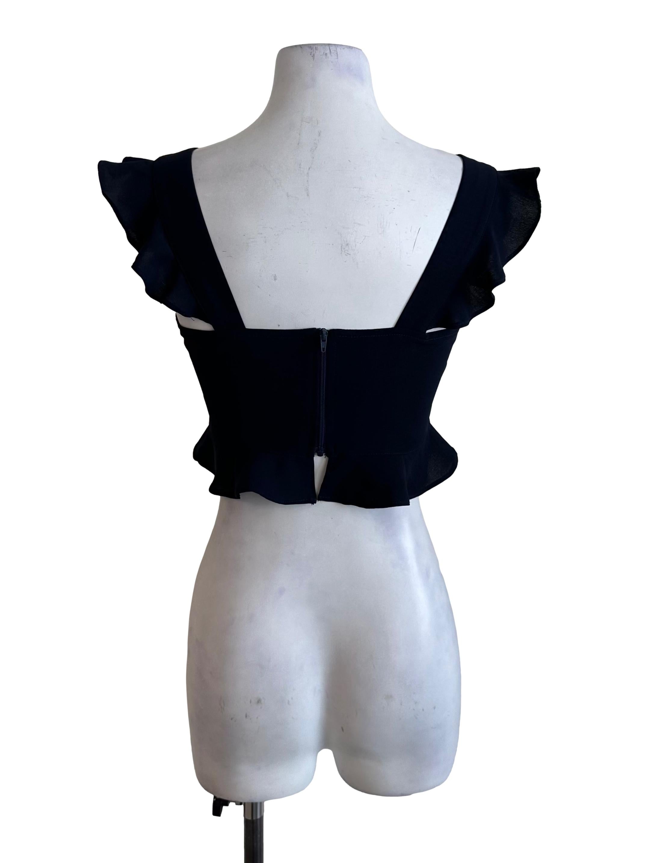 Midnight Blue Ruffle Strap Top