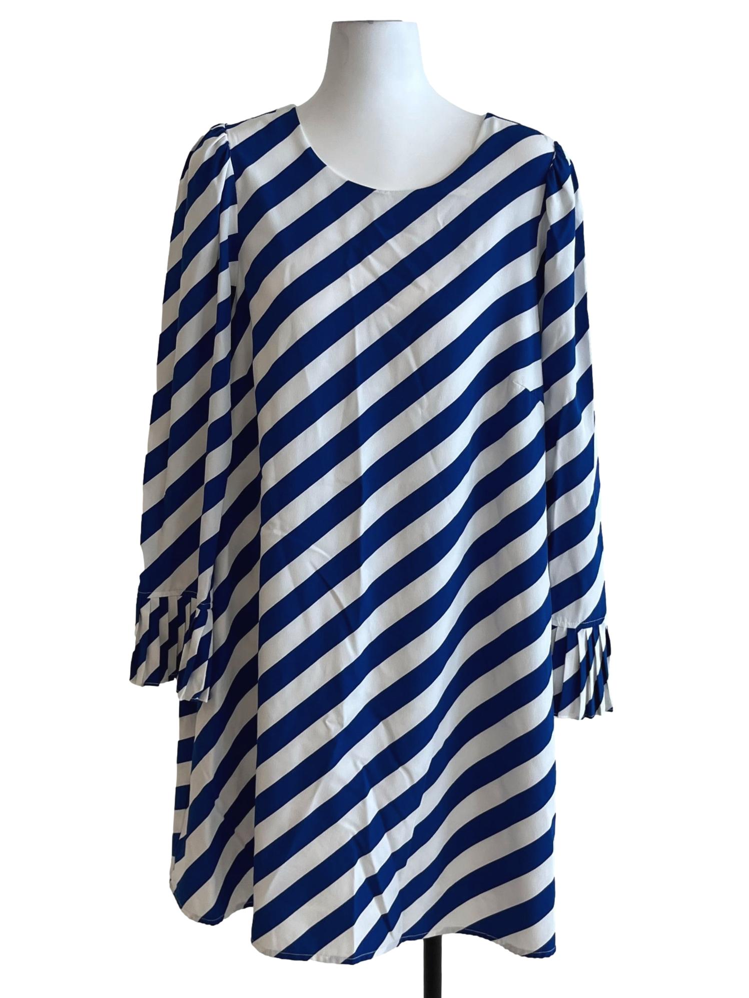 Aegean Blue Awning Stripe Shift Dress