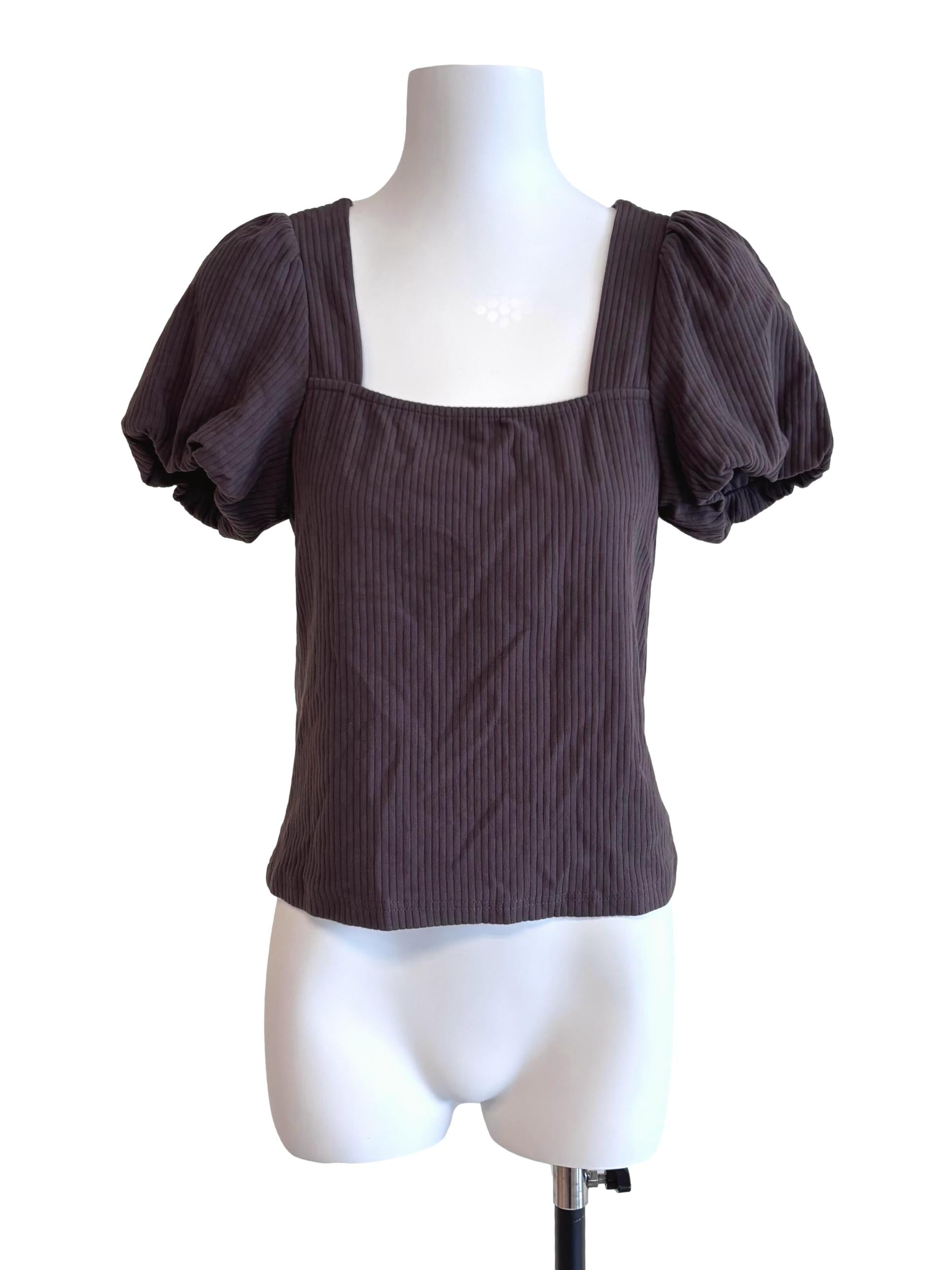 Smoke Grey Square Neck Top