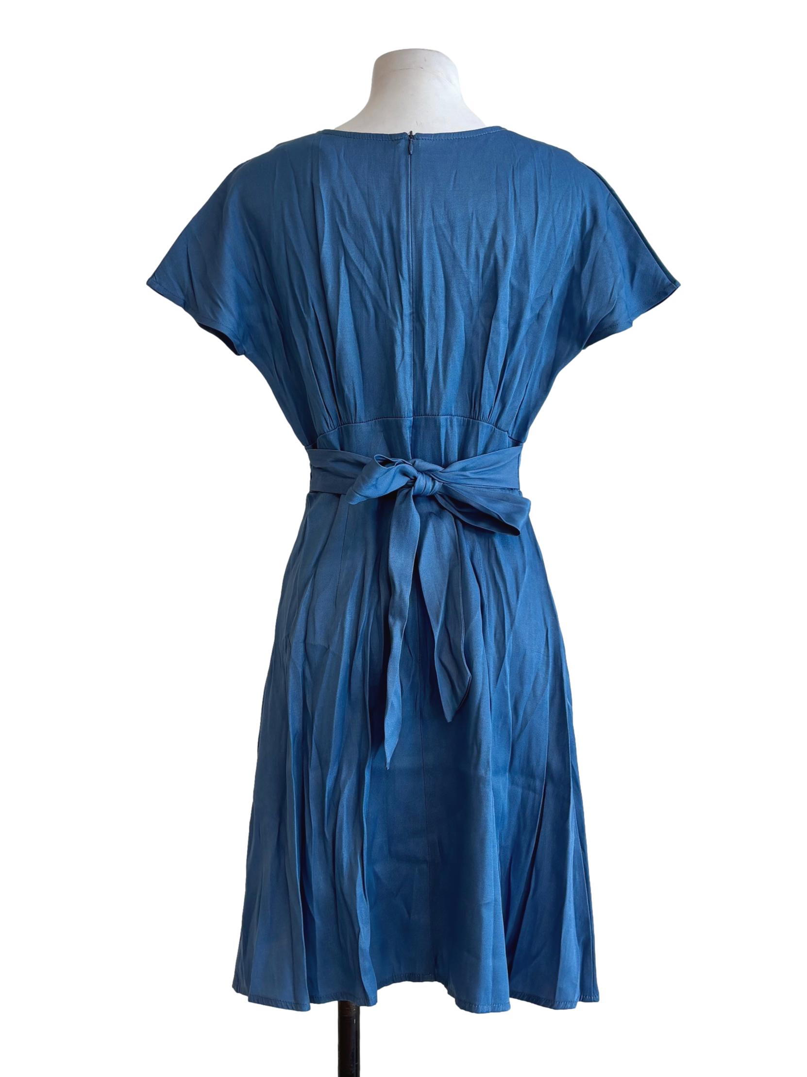 Carolina Blue Short Sleeve A-Line Dress
