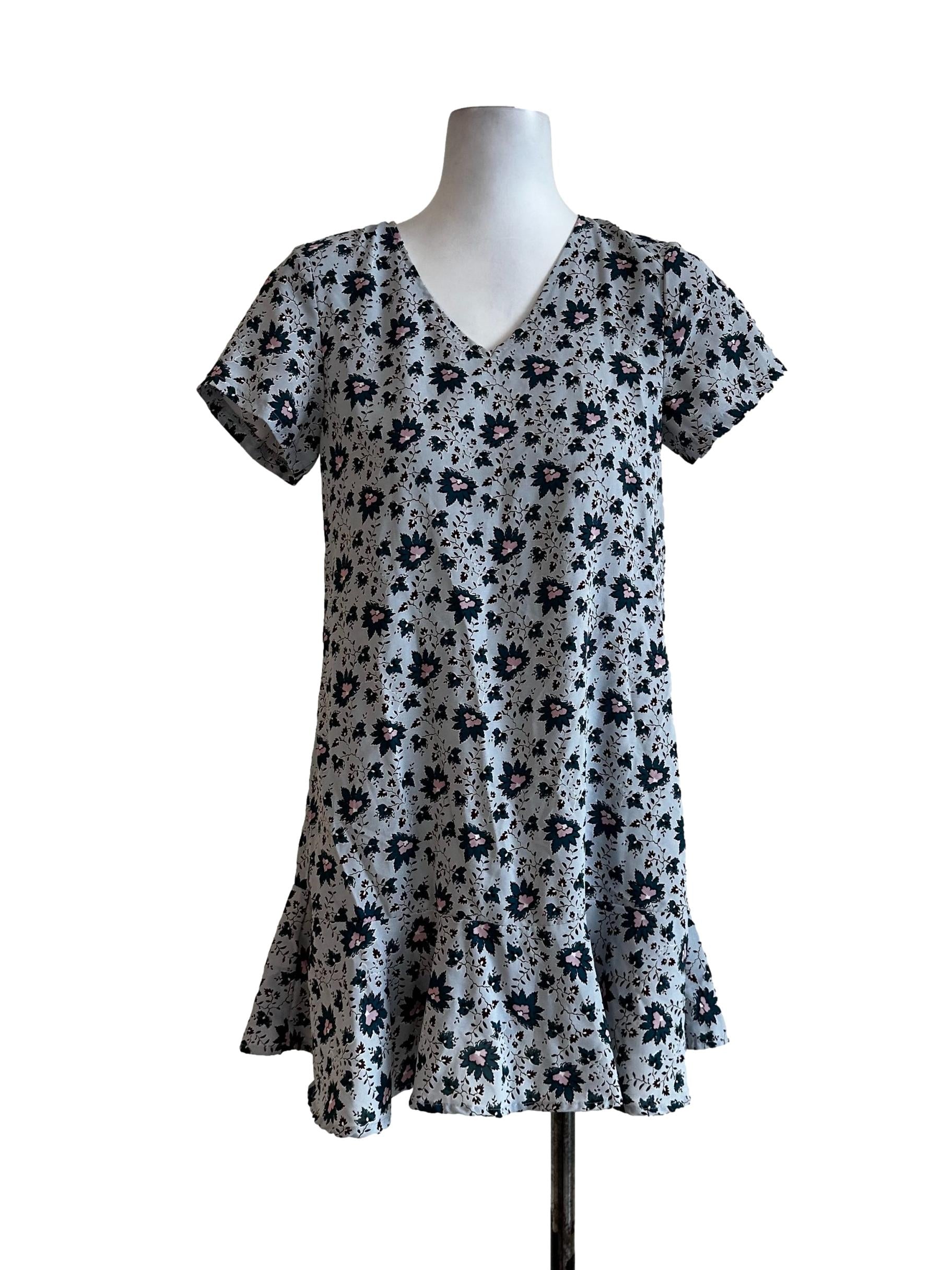 Light Blue Floral Pattern Dress