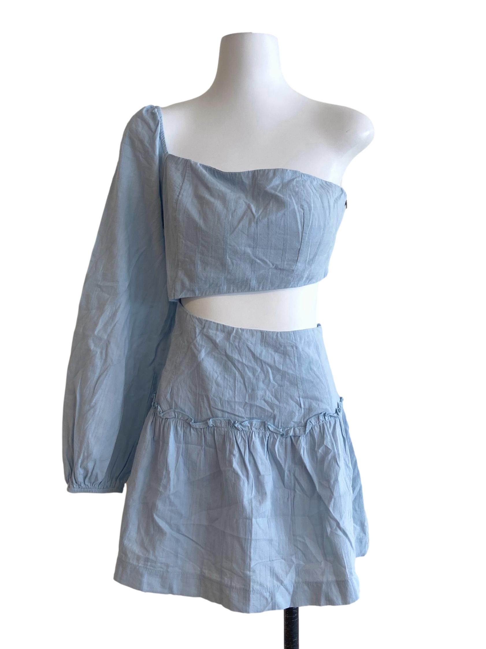 Sky Blue Asymmetric Mini Dress