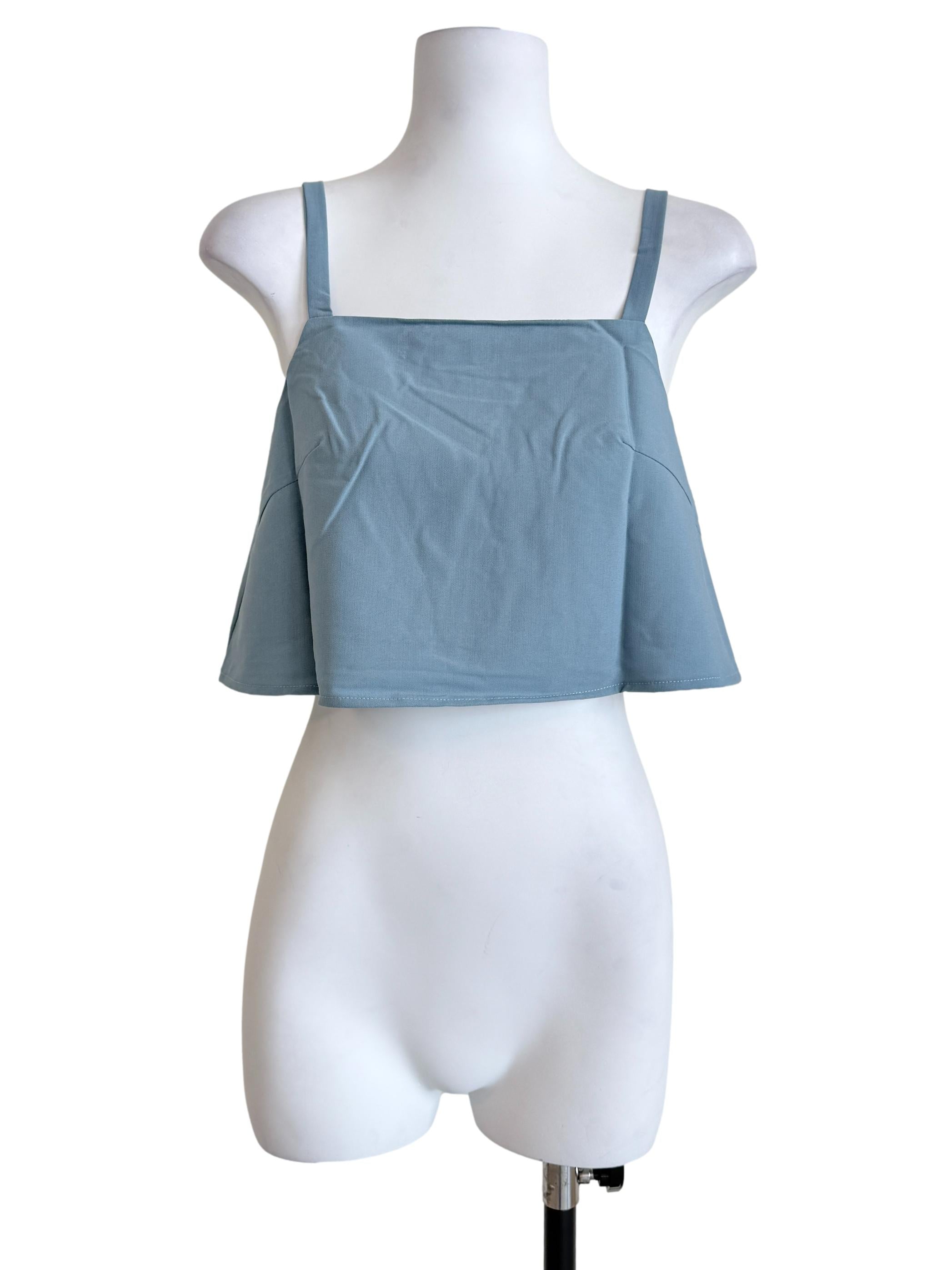 Blue Zoey Basic Flare Crop Top
