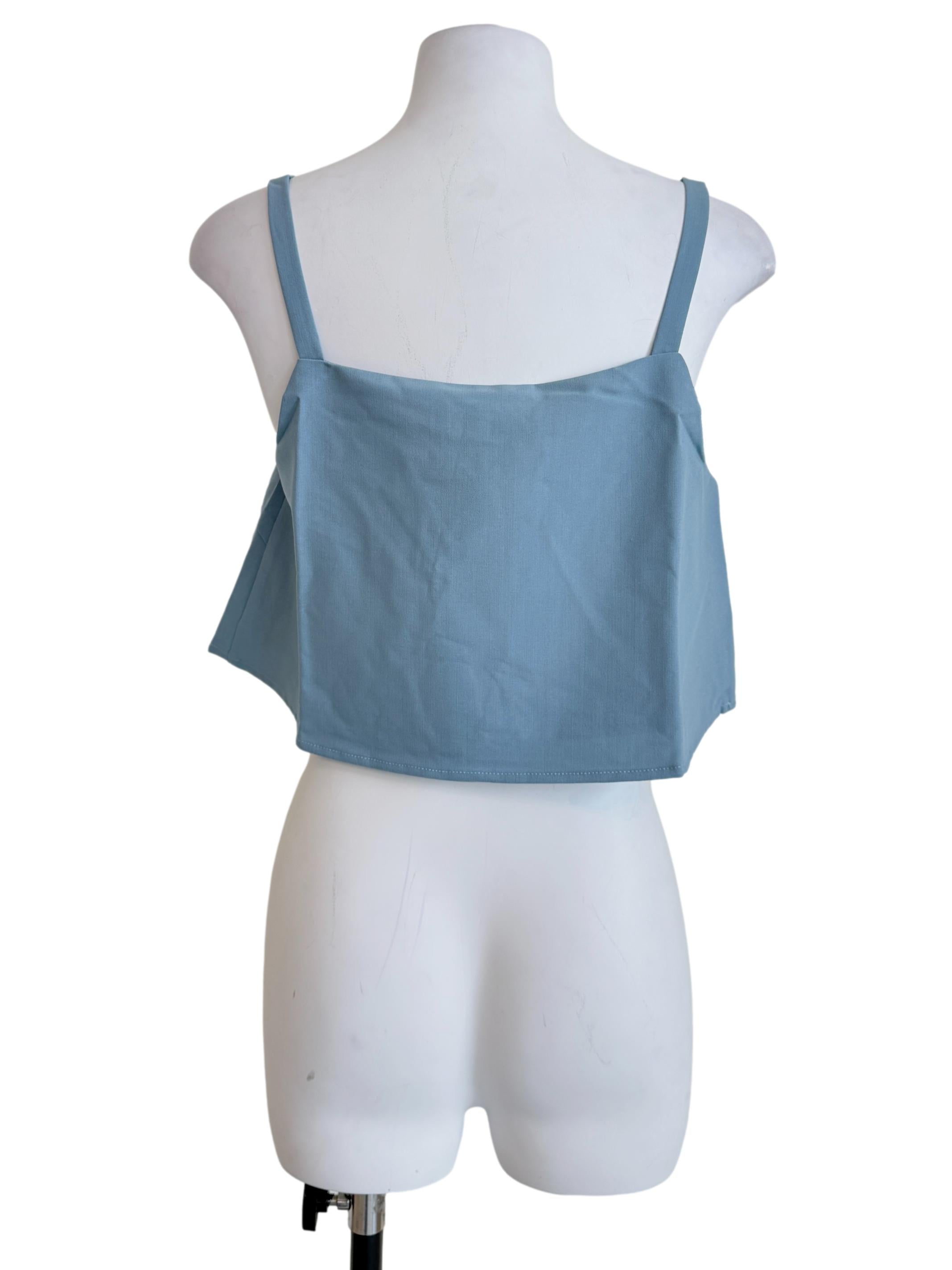Blue Zoey Basic Flare Crop Top