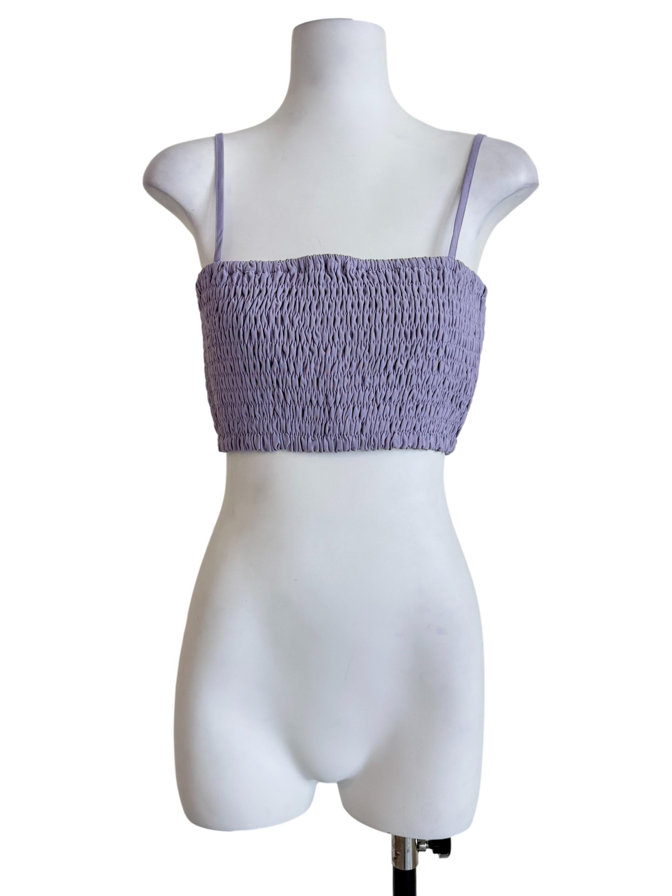 Purple Kaci Smocked Crop Top